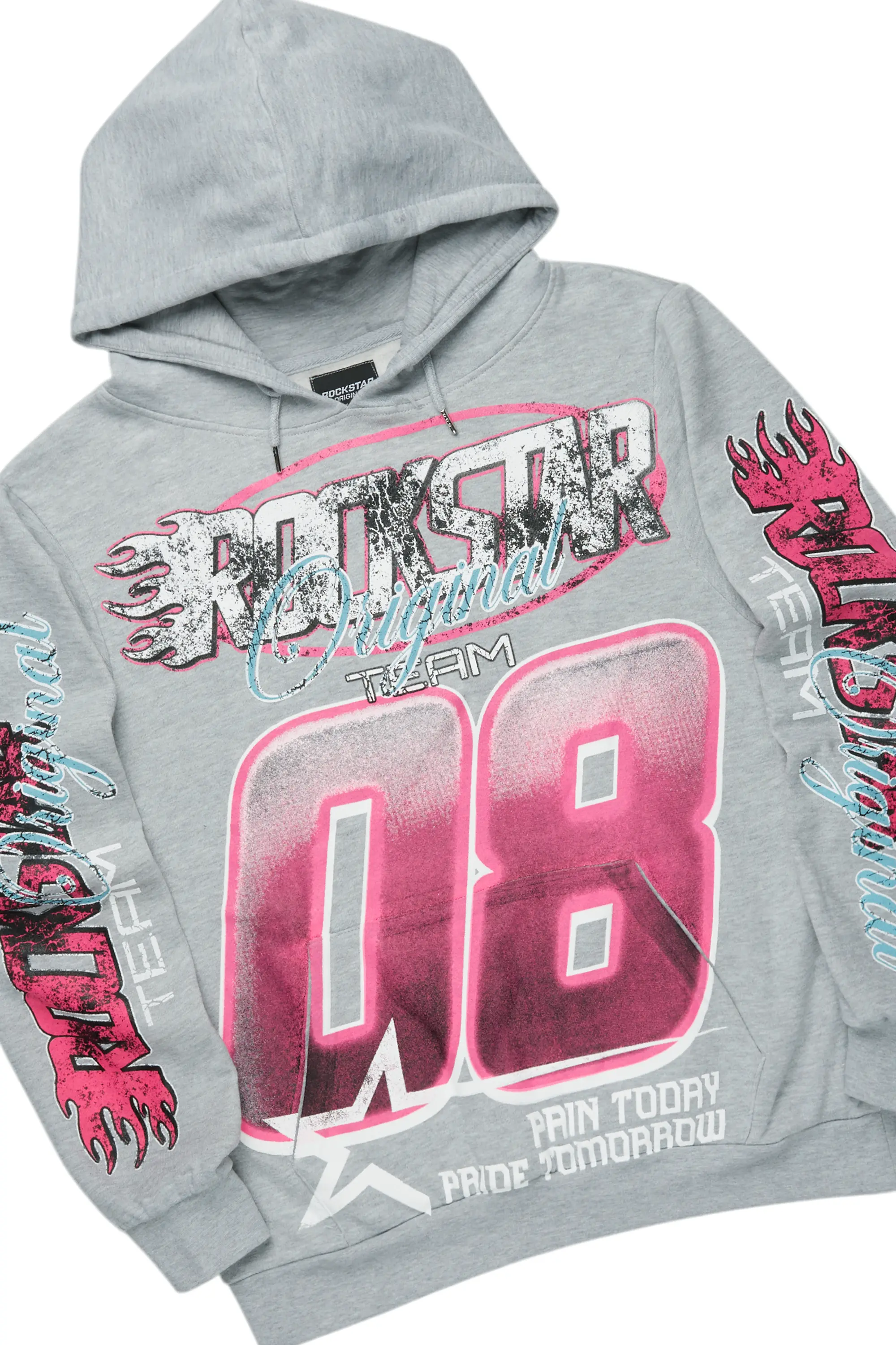 Theo Heather Grey Hoodie/Baggy Fit Track Pant Set - Image 8