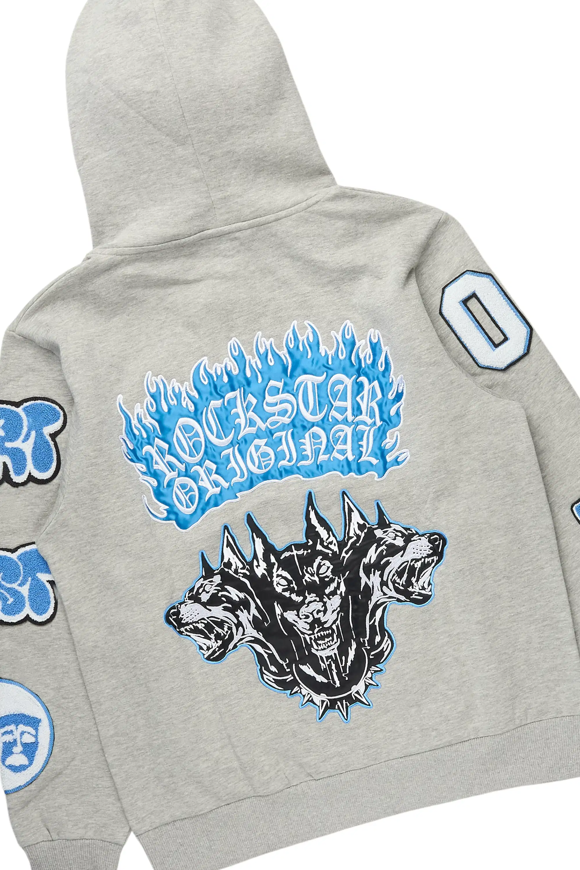 Leslaw Heather Grey Stacked Flare Hoodie Track Set - Image 7