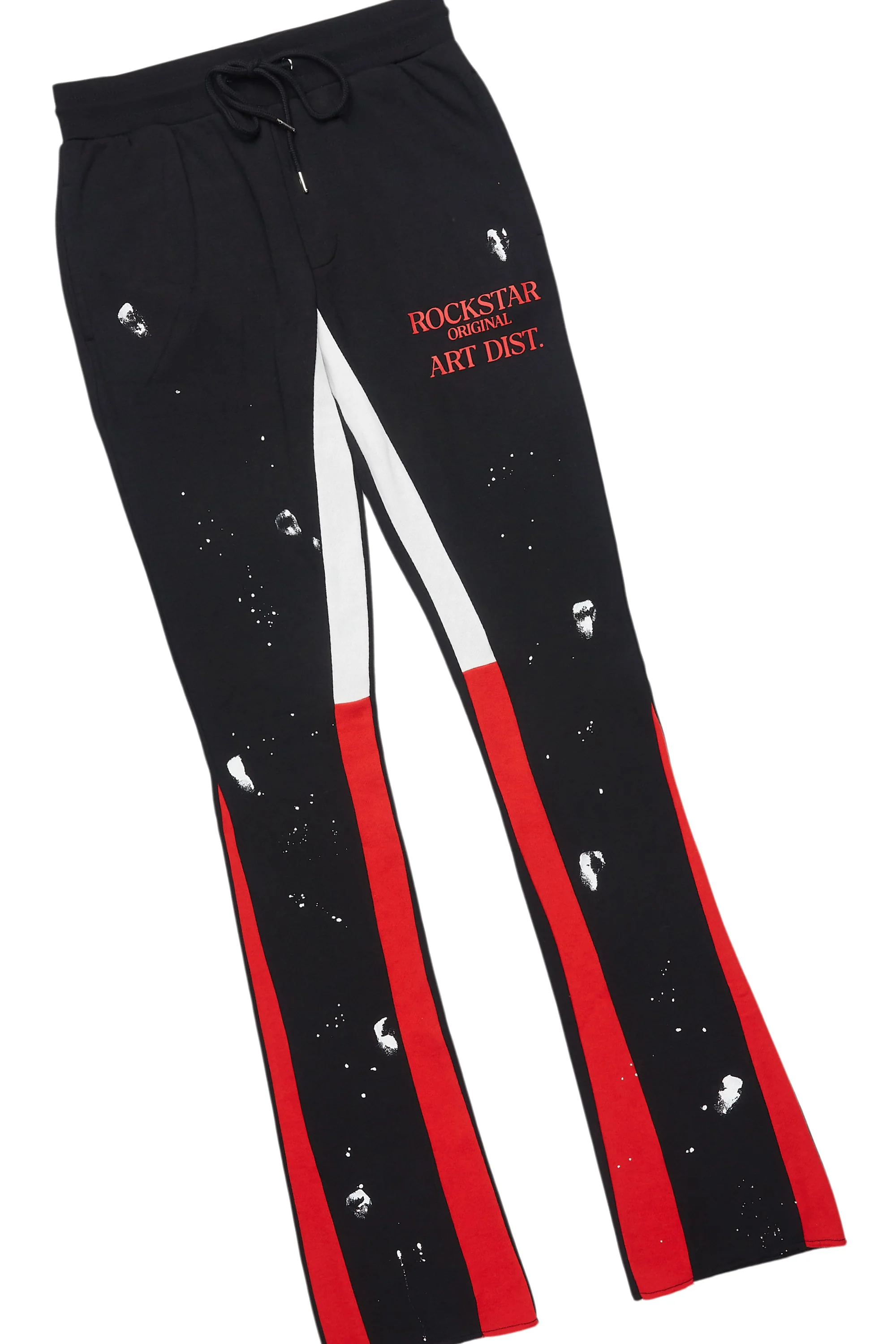 Raffer Black/Bright Red Hoodie/Stacked Flare Pant Set - Image 9
