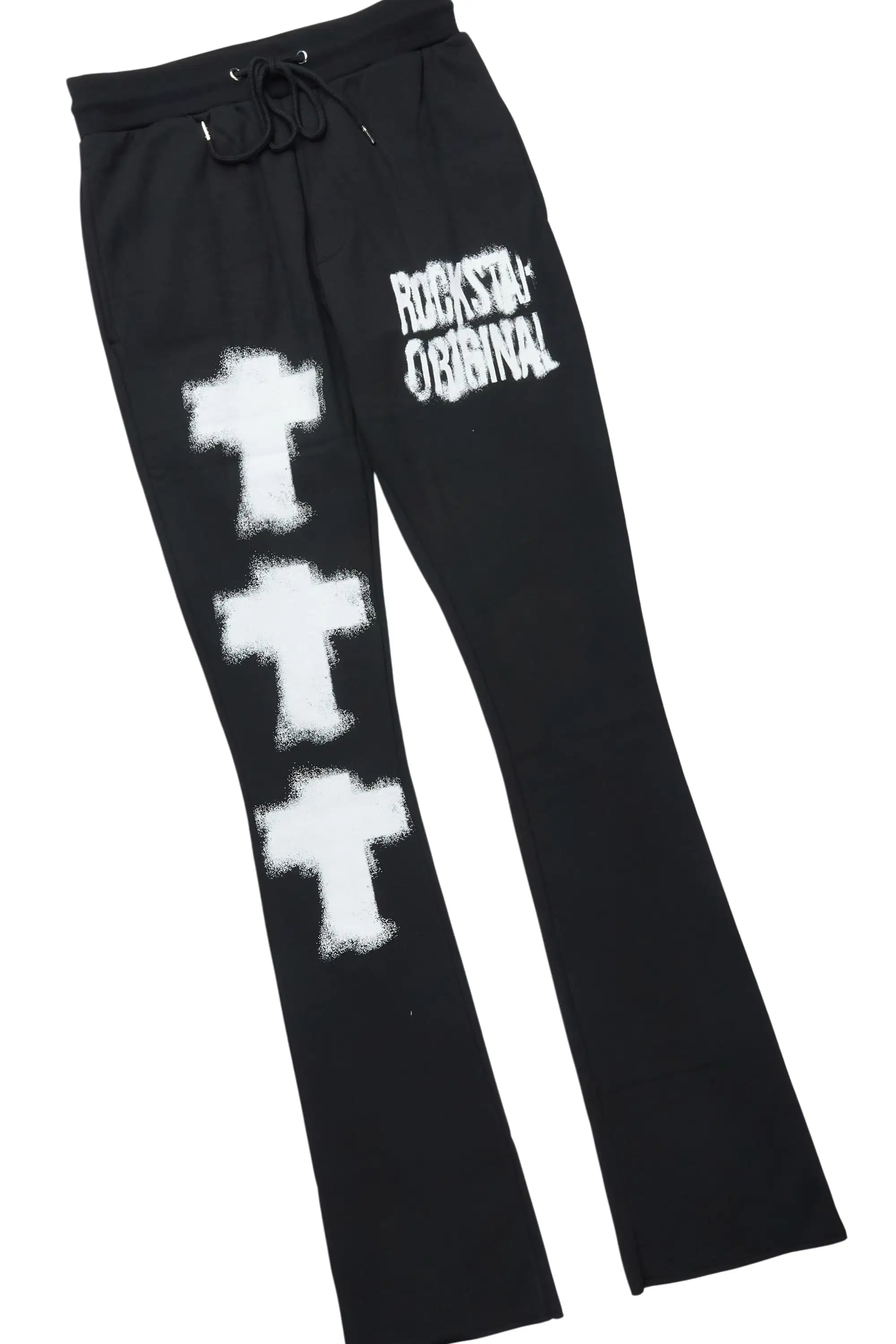 Crest Black/White Hoodie/Stacked Pant Track Set - Image 8