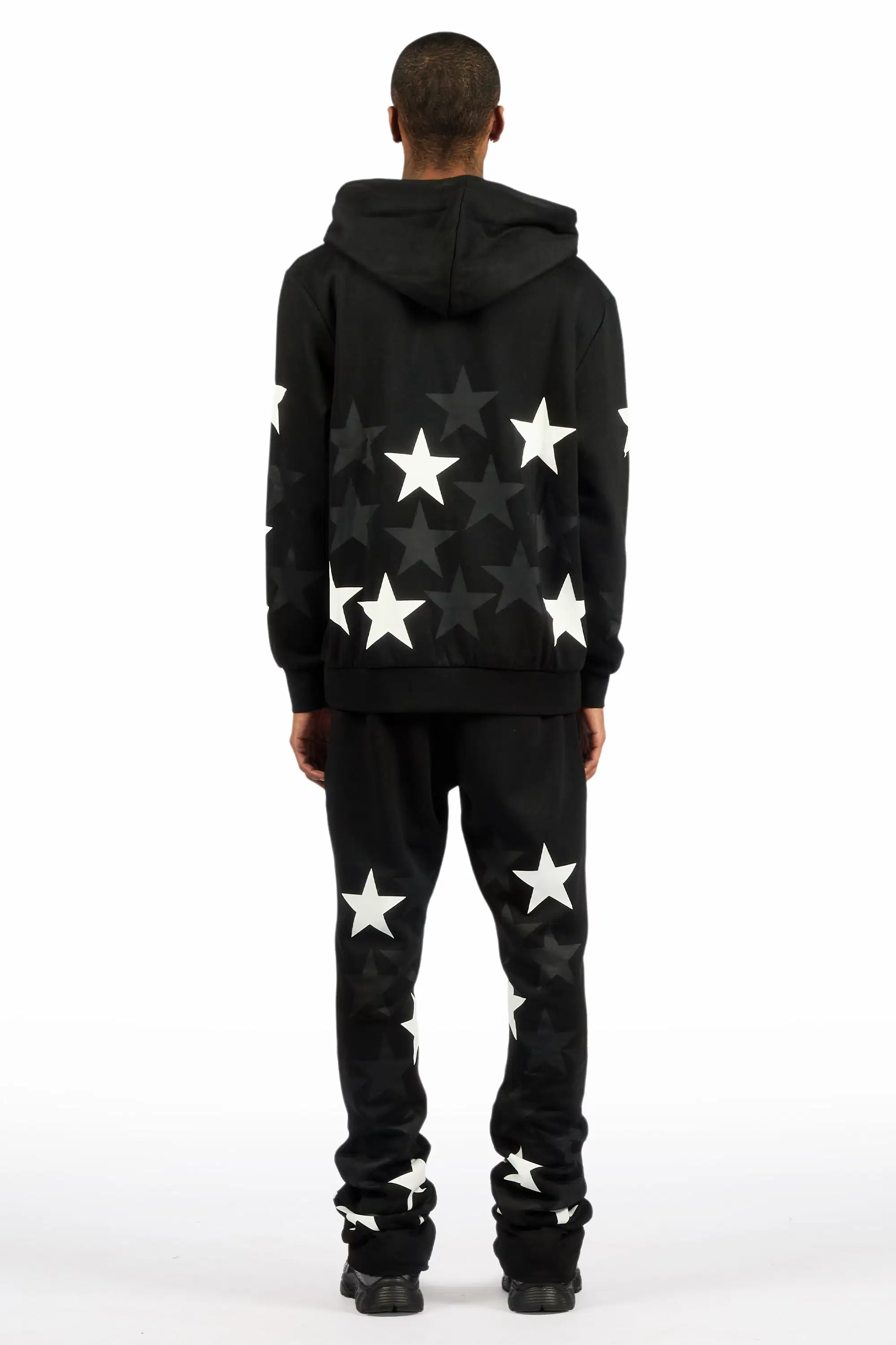 Starlane Black/White Hoodie Stacked Flare Fit Track Set - Image 4