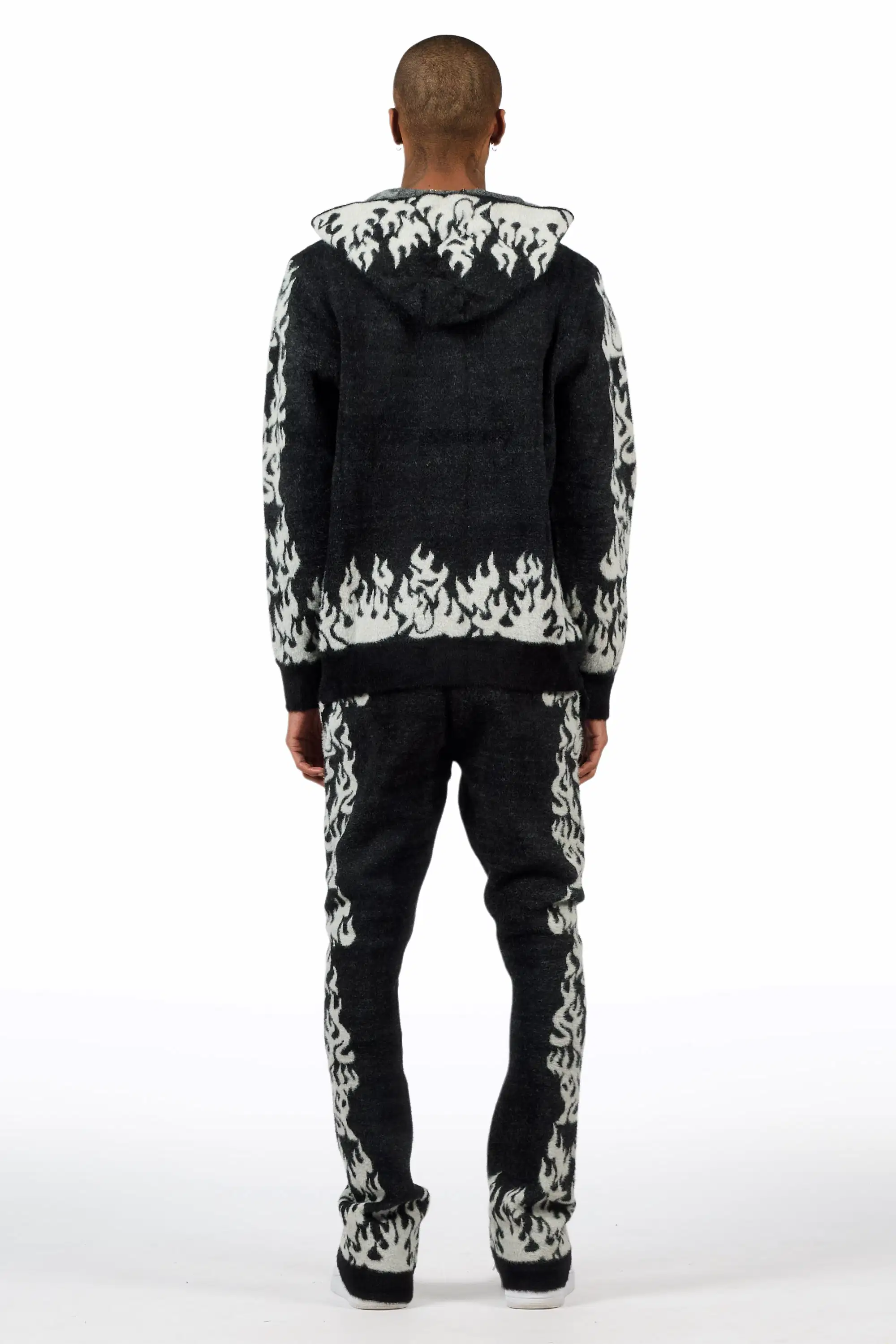 Yash Black Hoodie Stacked Flare Track Set - Image 4