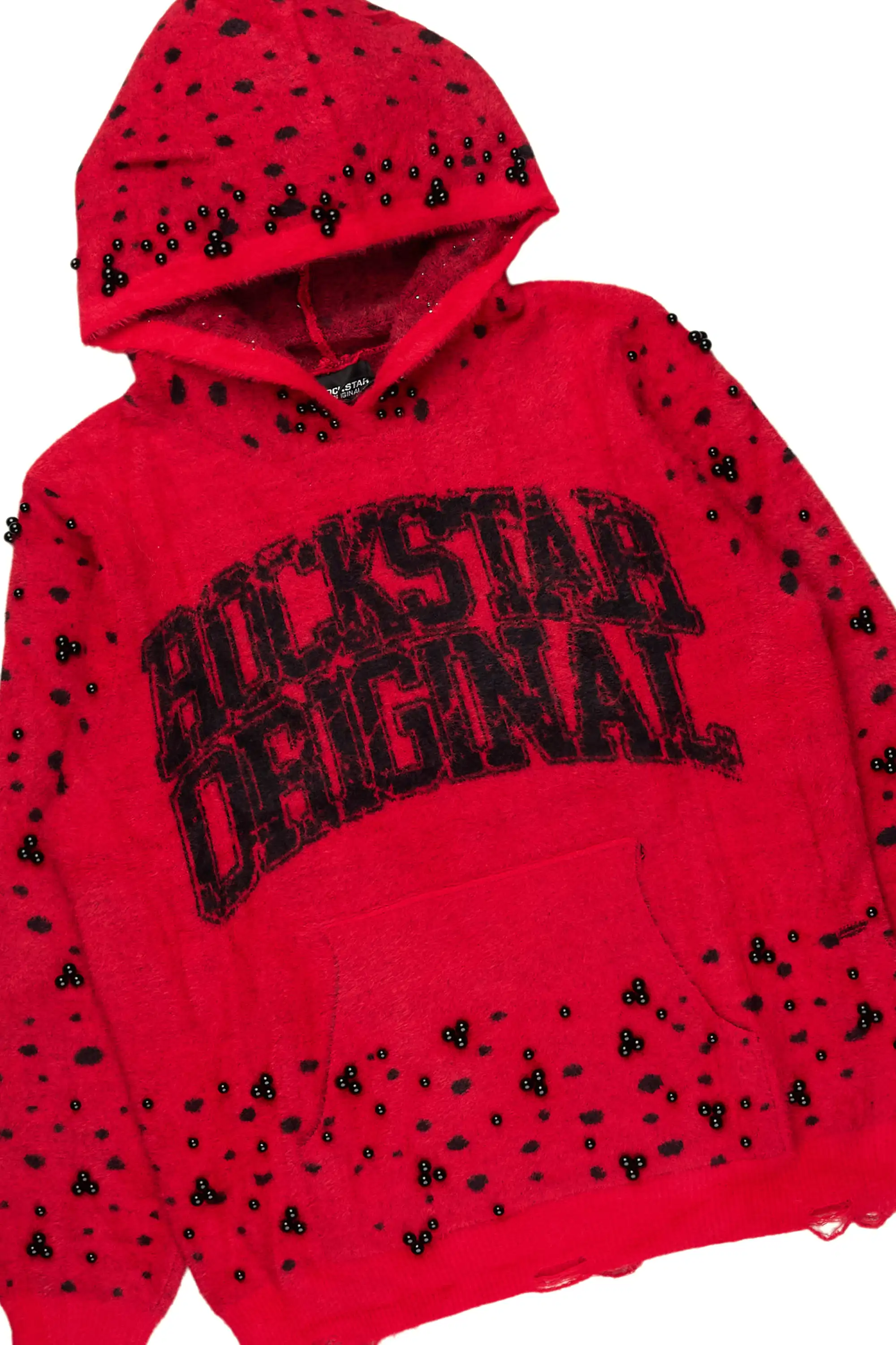 Peril Red Pearl Stone Hoodie Stacked Flare Track Set - Image 6