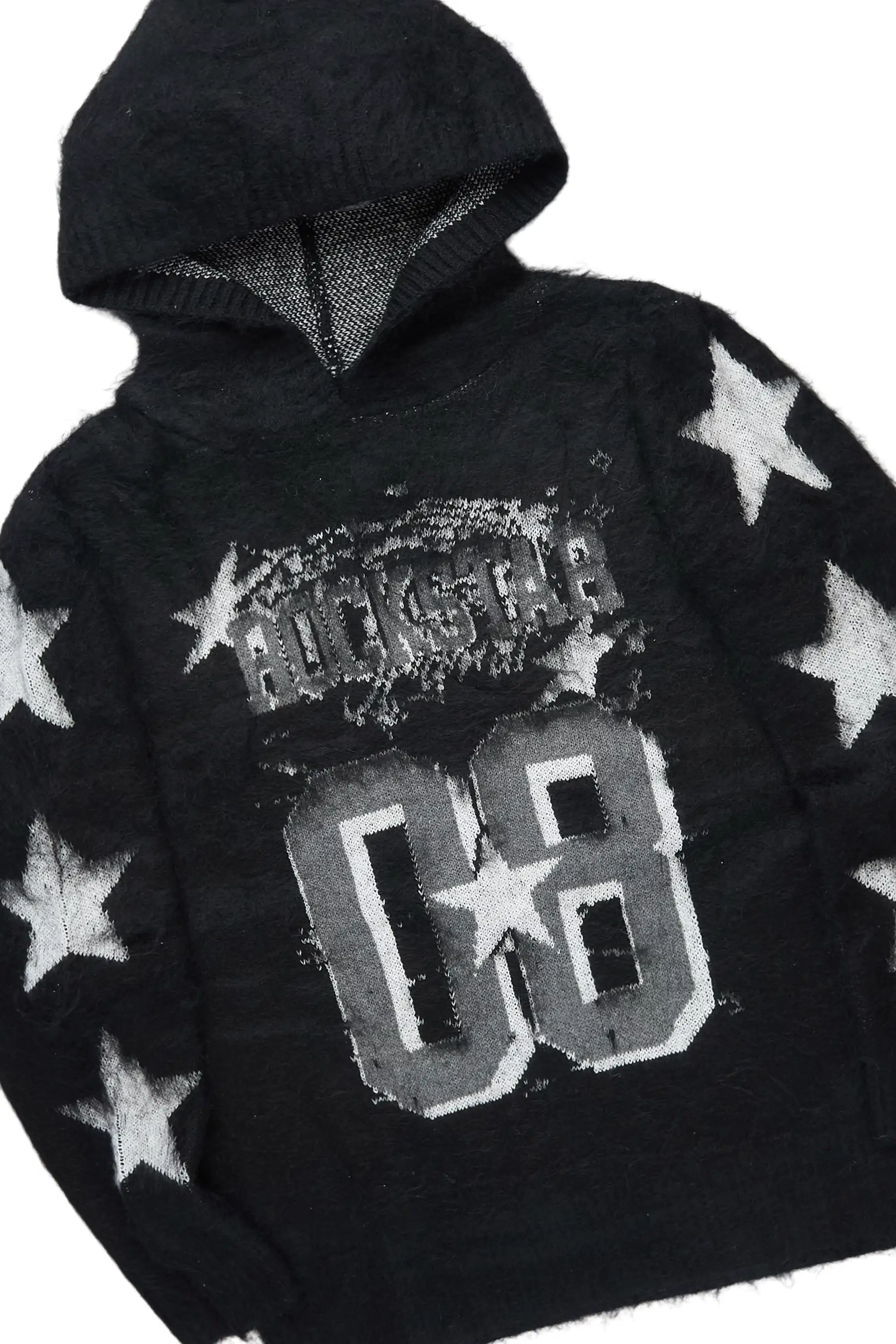Allstar Black Hoodie Stacked Flare Knitted Mohair Track Set - Image 6