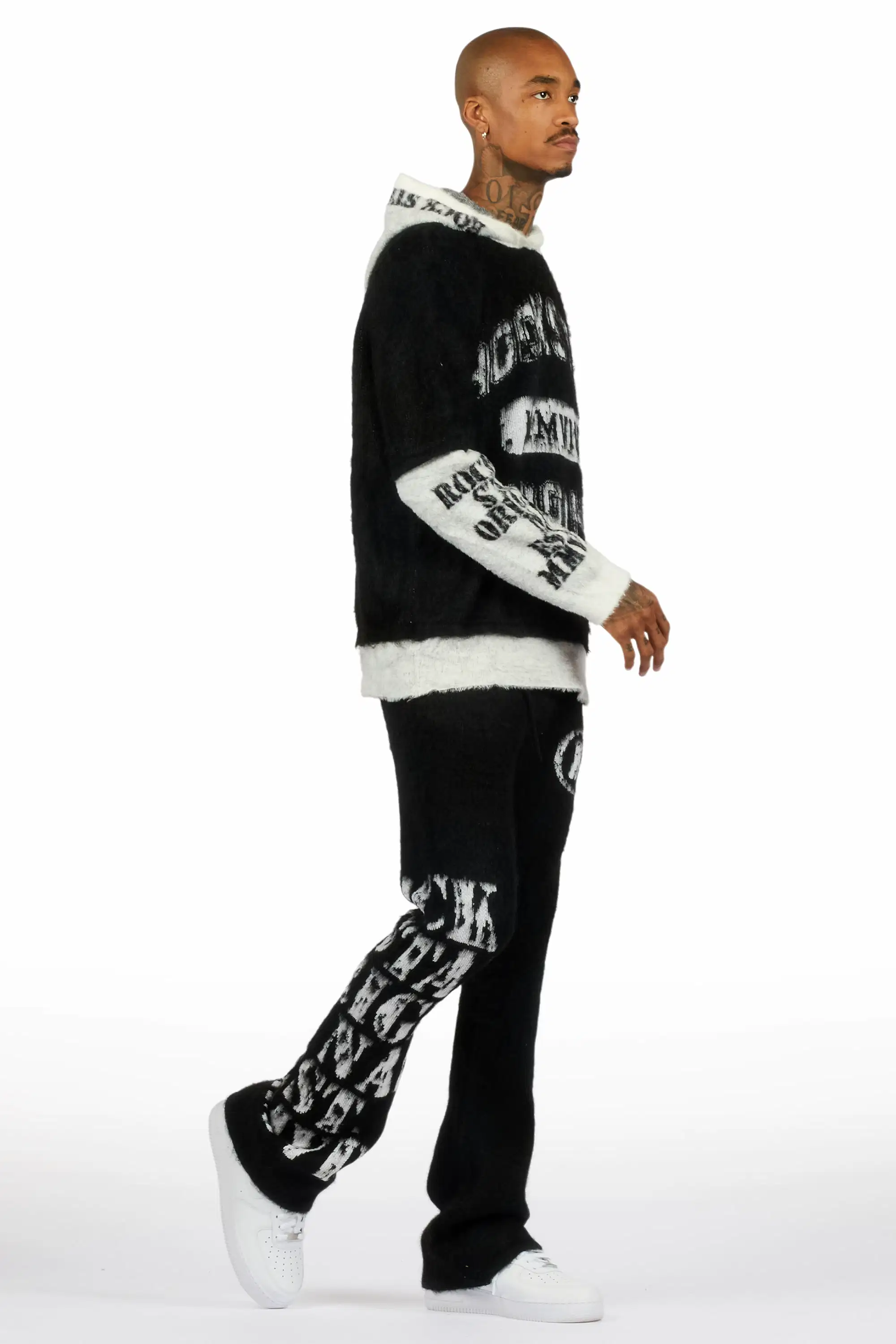 Steri Black Mohair Hoodie Stacked Flare Track Set - Image 3