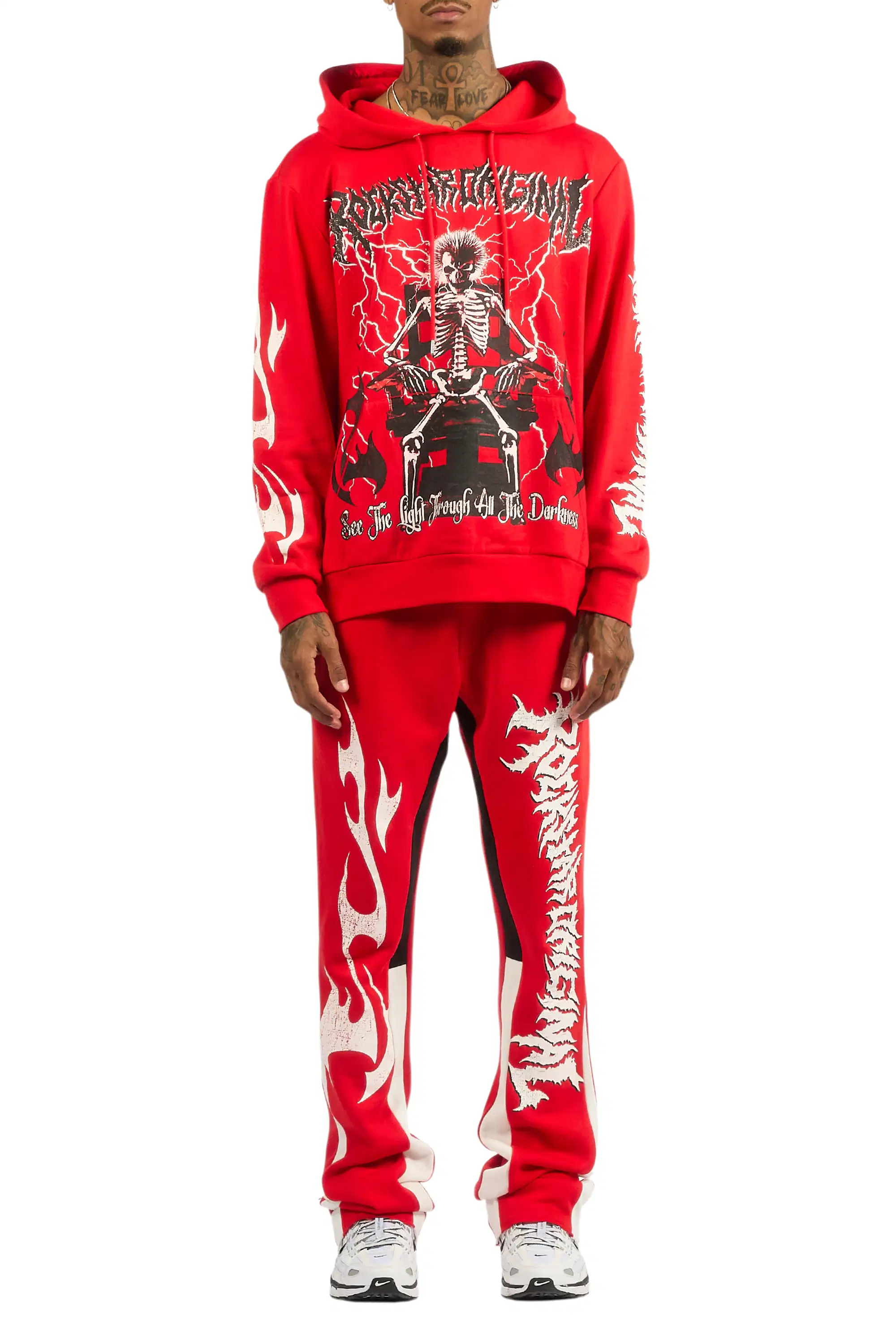 Deathrow Red Hoodie/Stacked Track Pant Set - Image 9