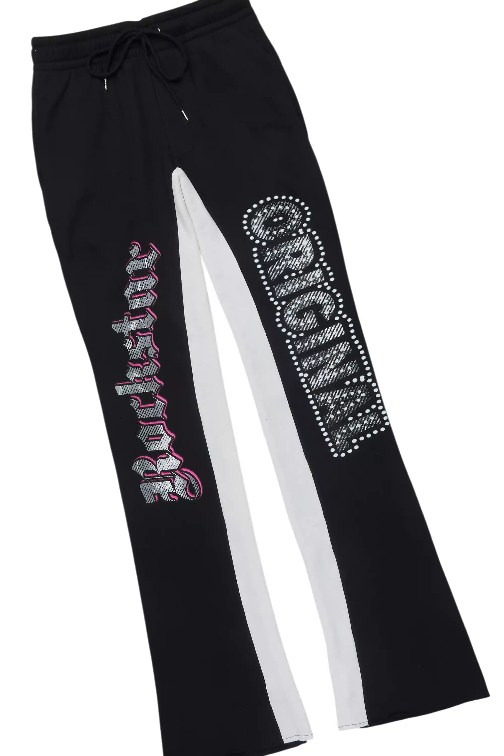 Bixner Black/Multi Hoodie/Baggy Stacked Track Pant Set - Image 9