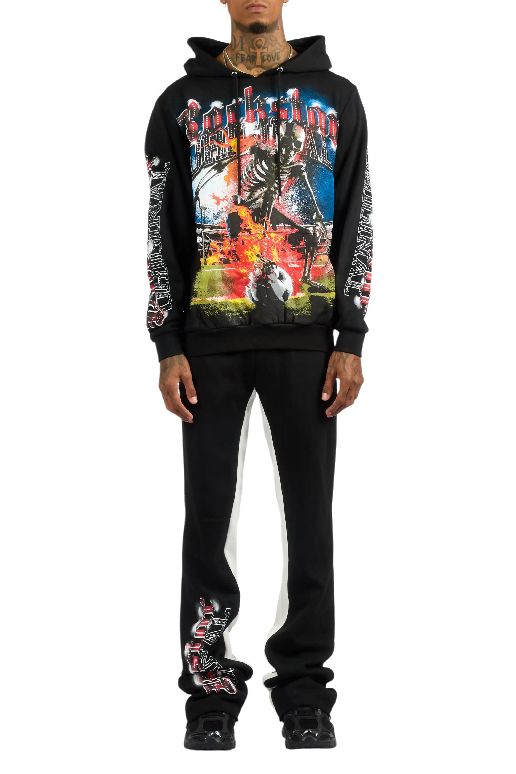 Rodgers Black/Multi Hoodie/Baggy Stacked Track Pant Set - Image 10