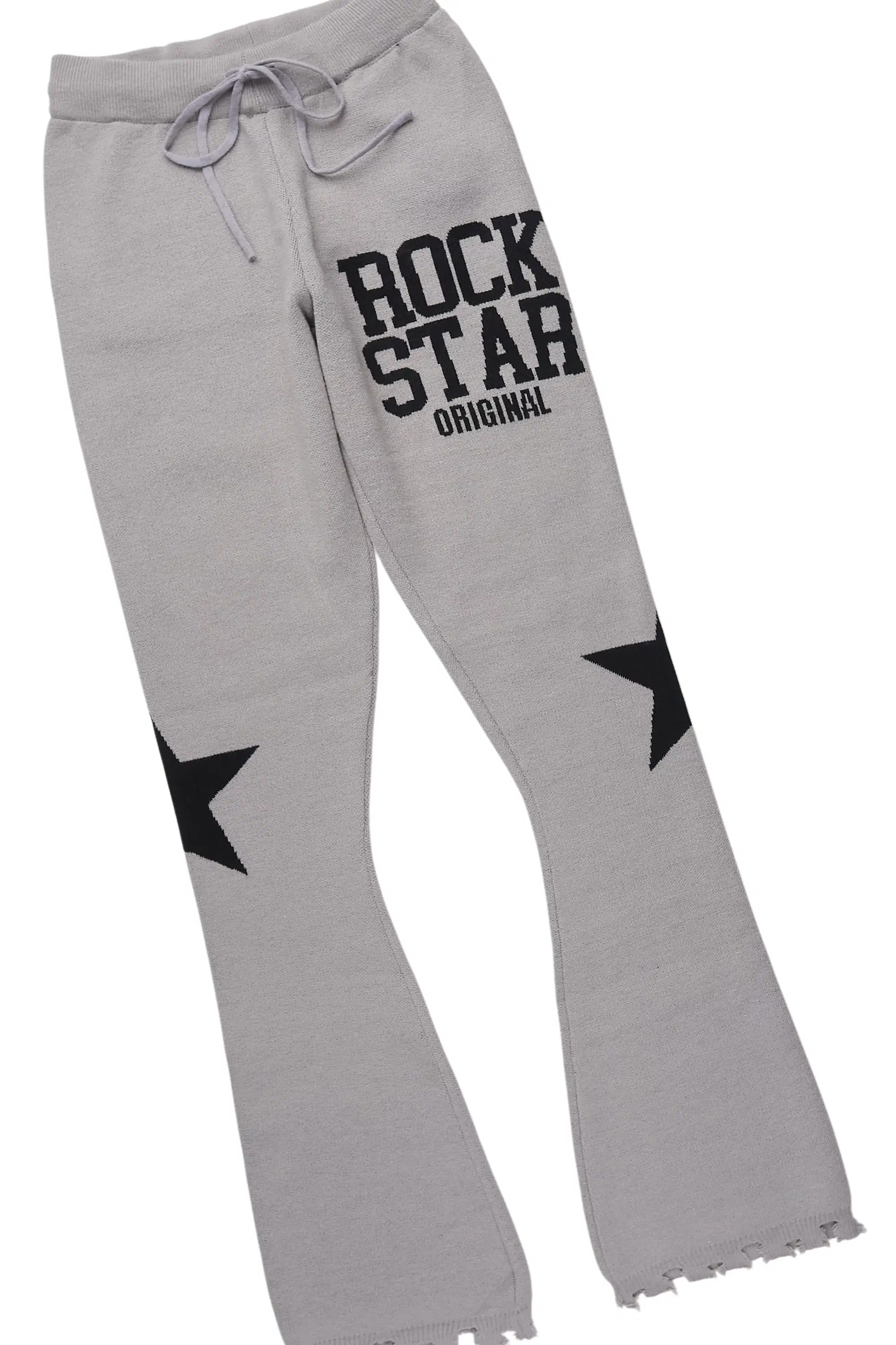 Outlaw Grey Hoodie Stacked Flare Knitted Set - Image 4