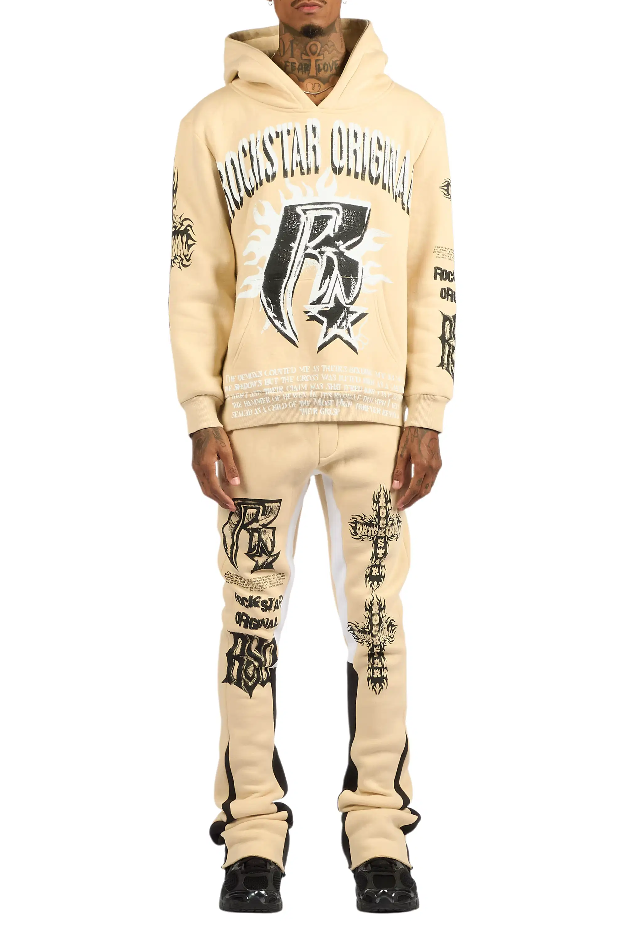 Raxil Beige/Black Hoodie/Stacked Track Set - Image 9