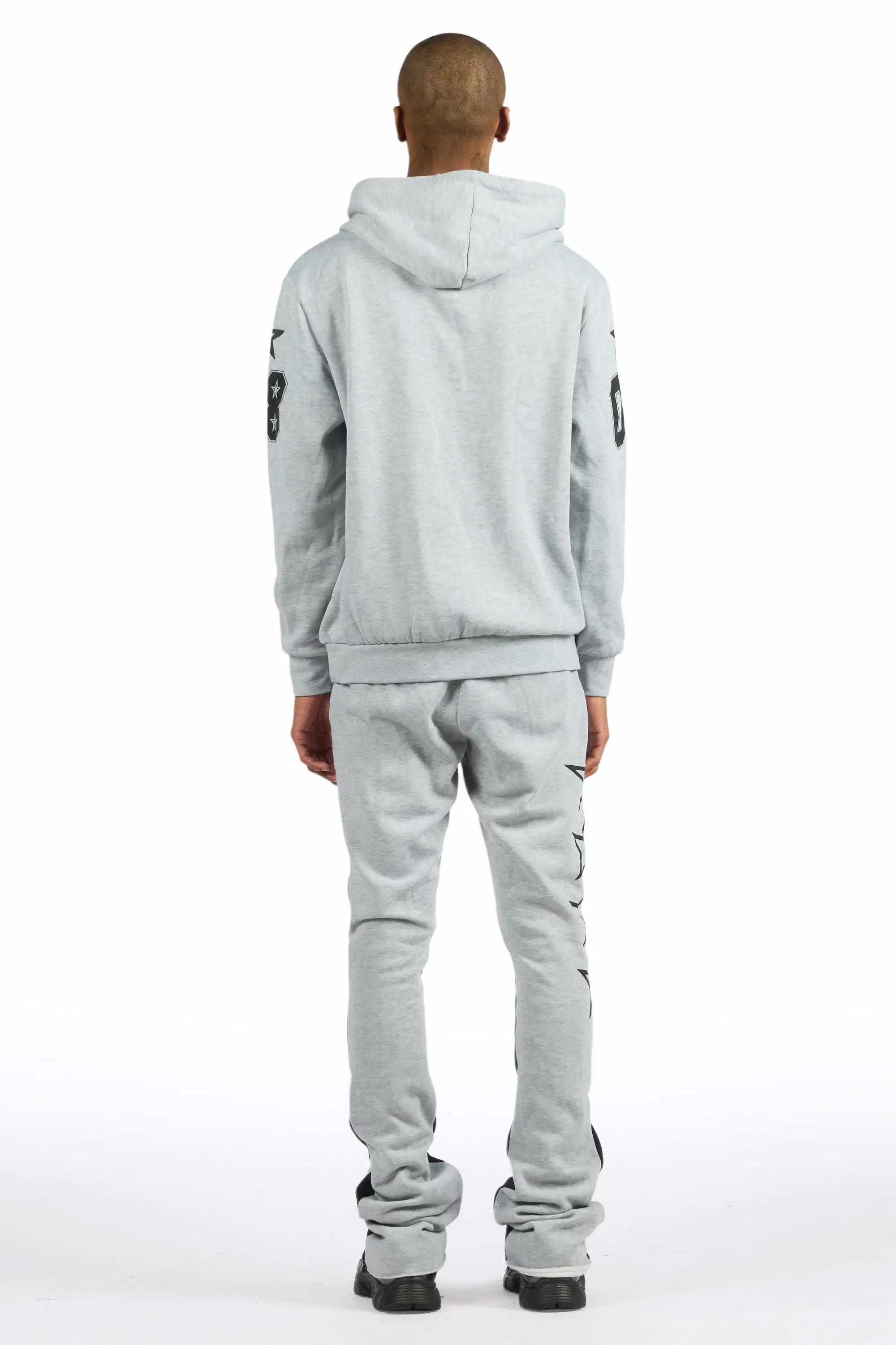Skender Heather Grey/Black Hoodie/Stacked Flare Track Set - Image 4