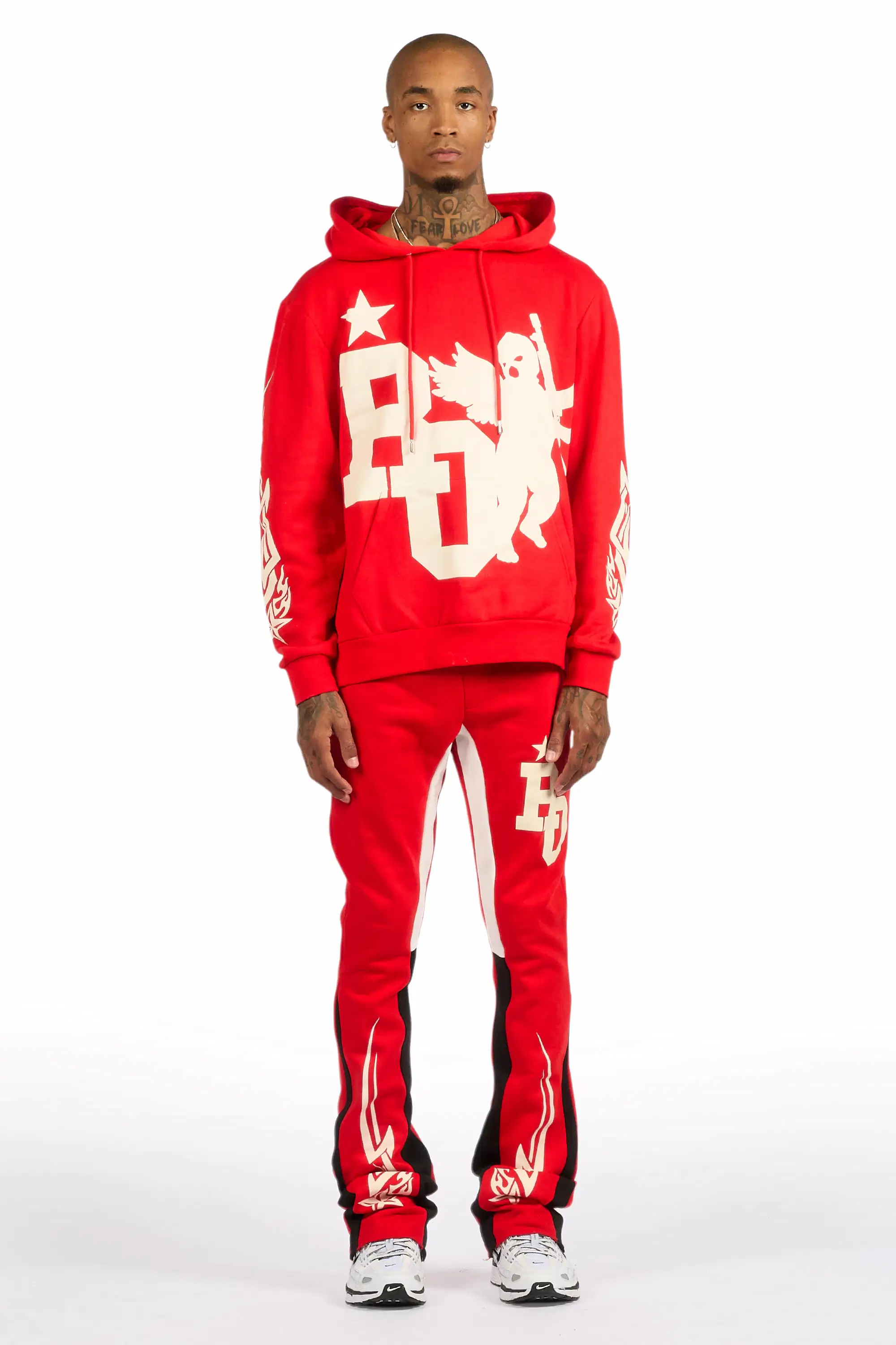 Pluton Red/Cream Hoodie/Stacked Flare Track Set - Image 2