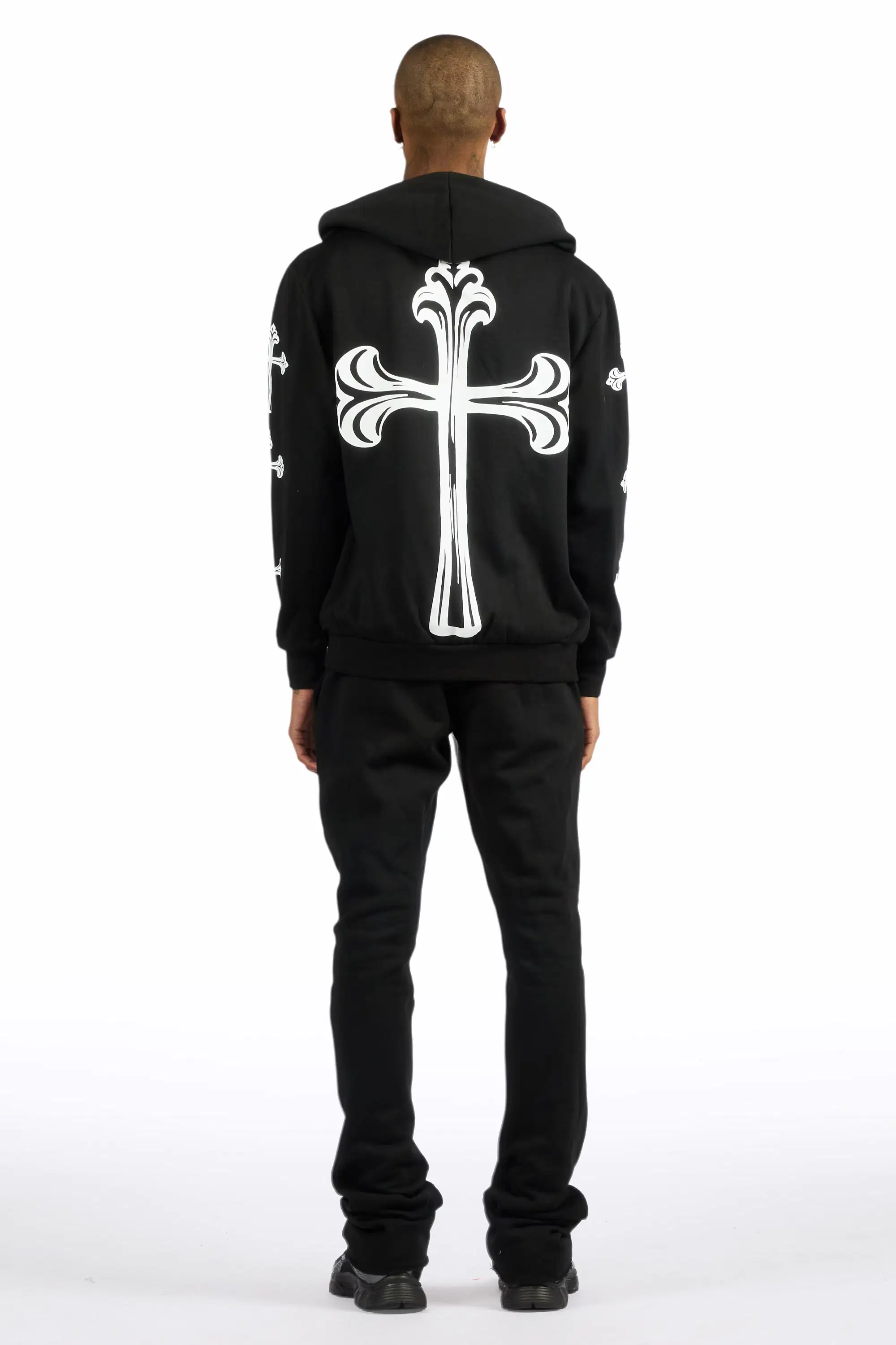 Michael Black/White Hoodie/Stacked Flare Track Set - Image 3
