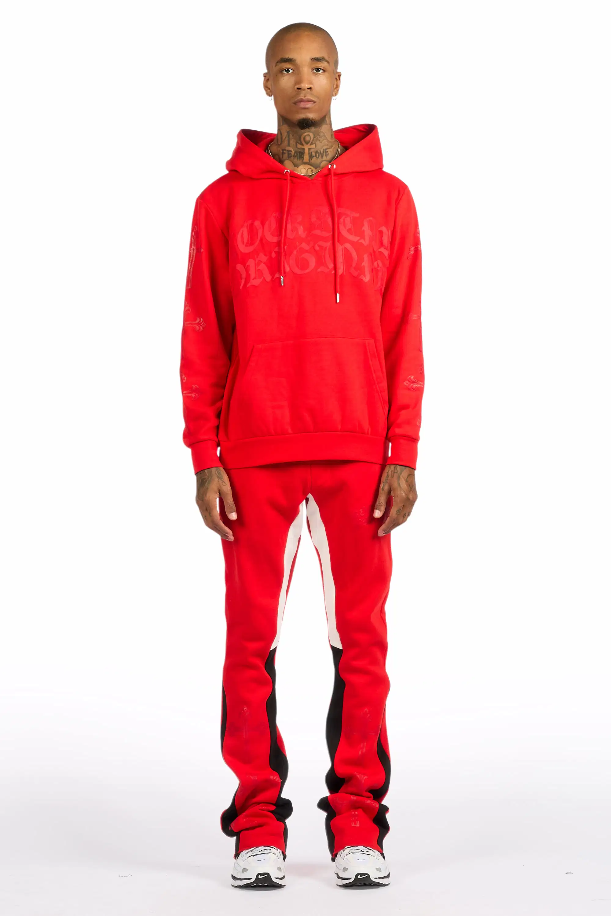 Michael Red Hoodie/Stacked Flare Track Set - Image 2