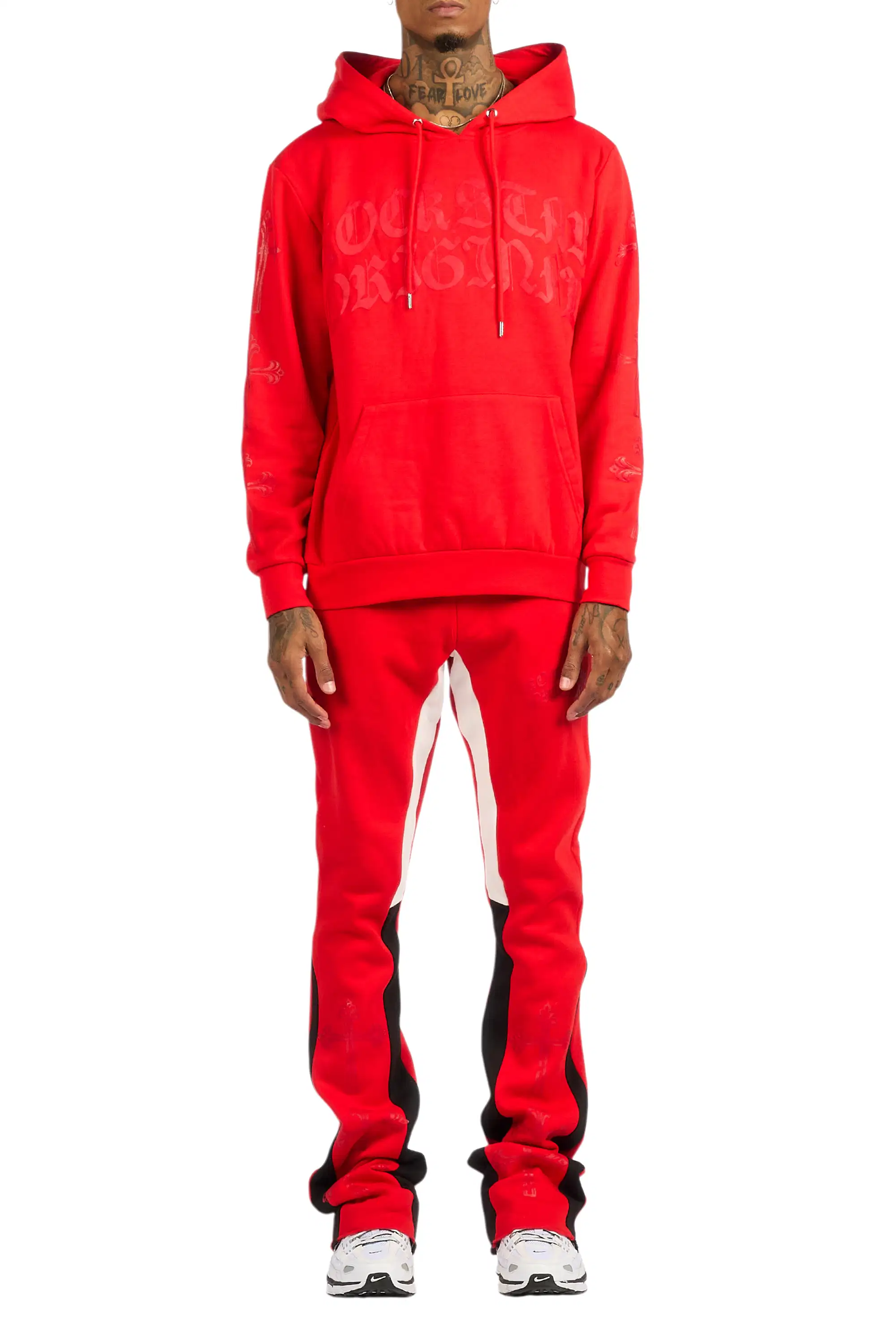 Michael Red Hoodie/Stacked Flare Track Set - Image 9