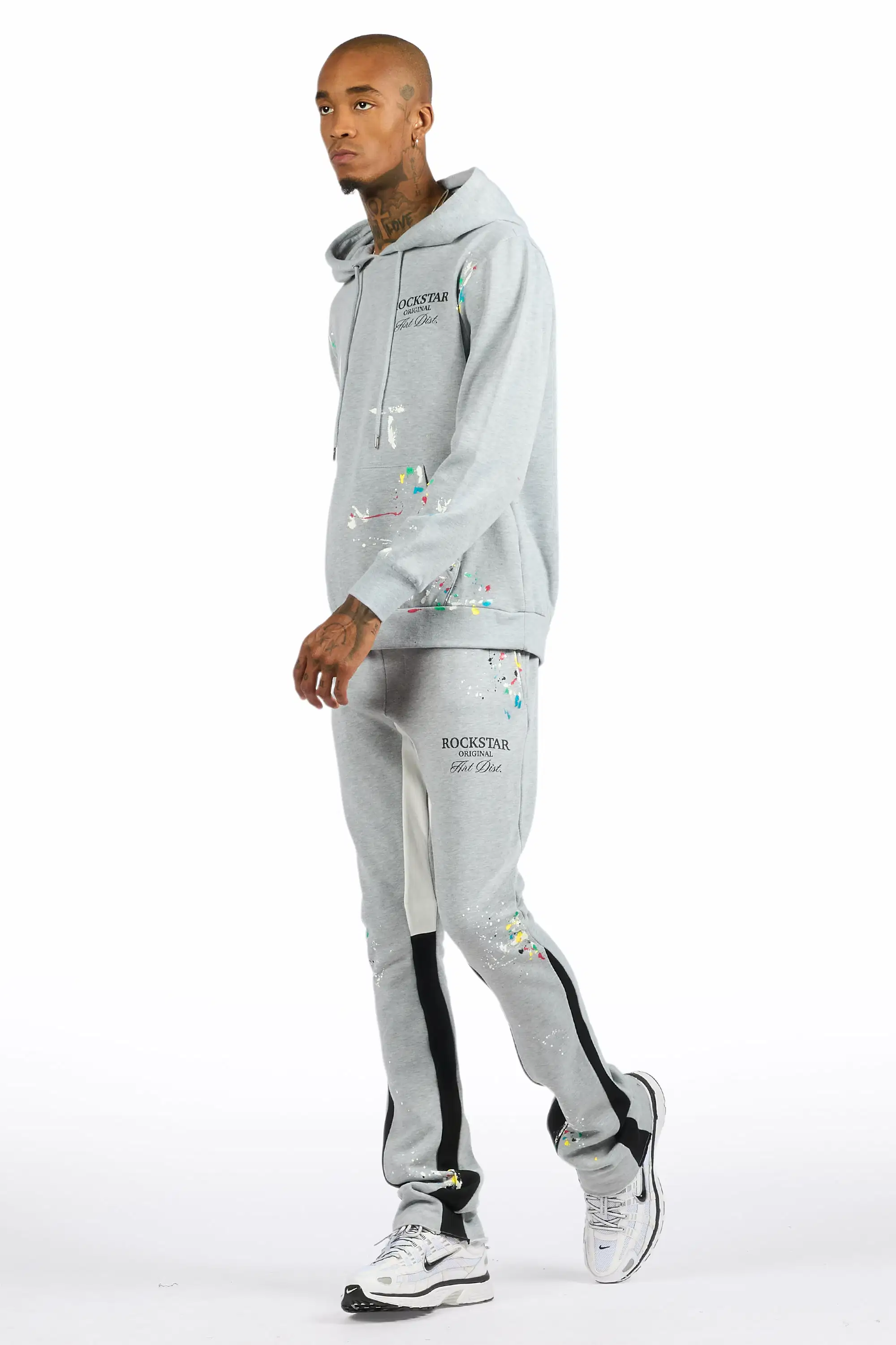 Art Dist 2.0 Heather Grey/Multi Hoodie/Stacked Flare Track Set - Image 5