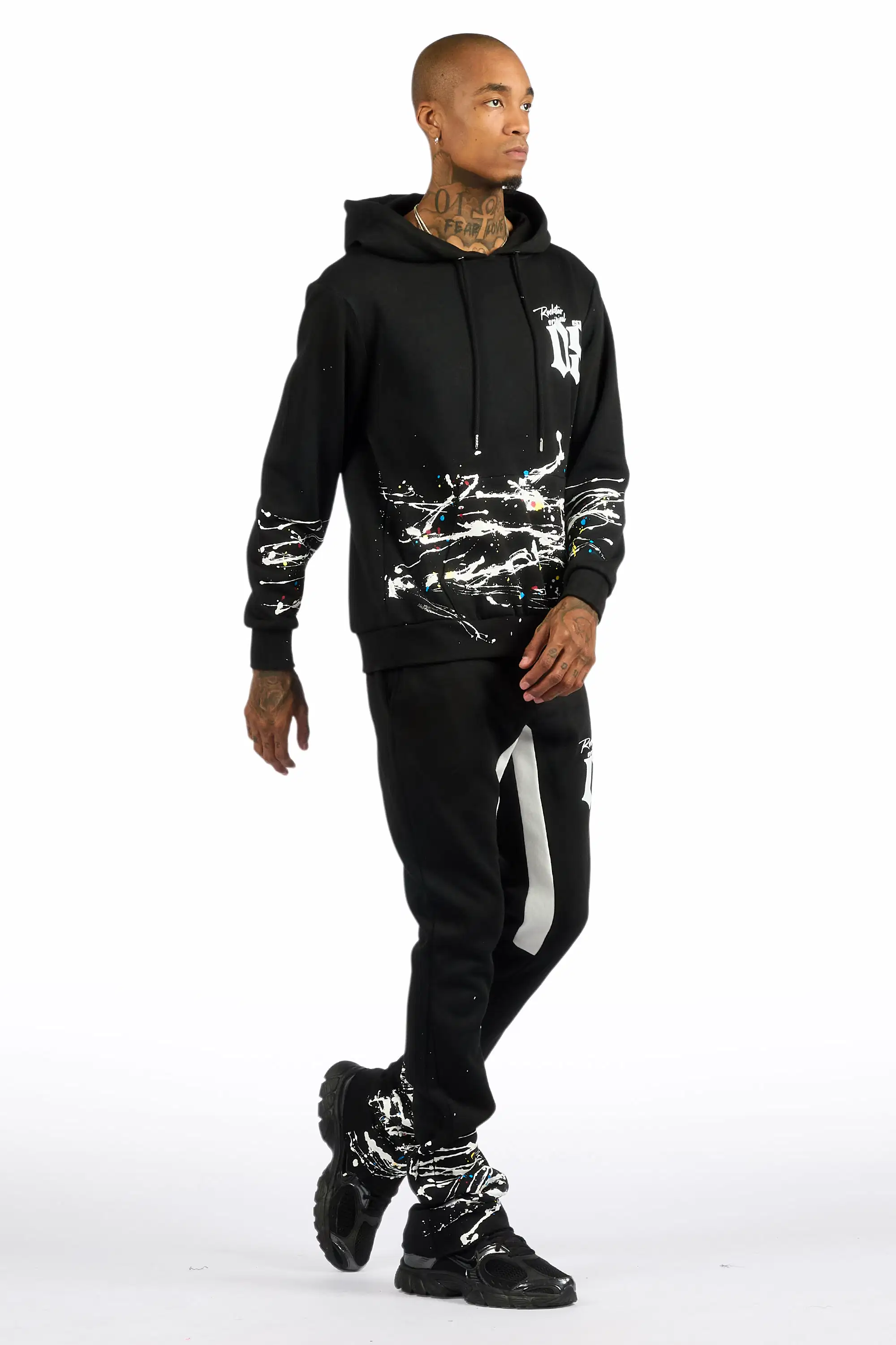 Horia Black/Multi Hoodie/Stacked Flare Track Set - Image 3