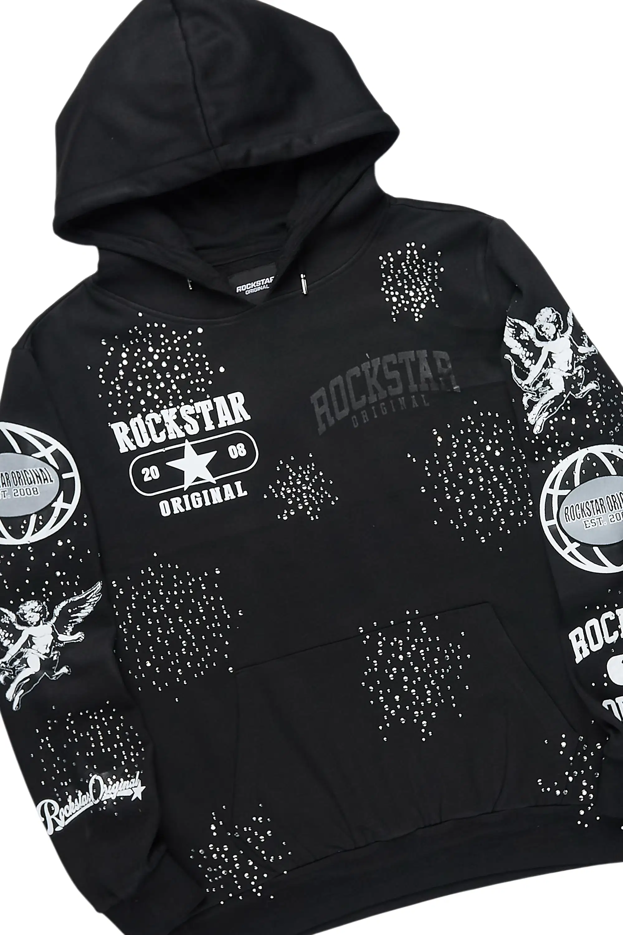 Gutta 2.0 Black Rhinestone Hoodie/Stacked Flare Track Set - Image 7