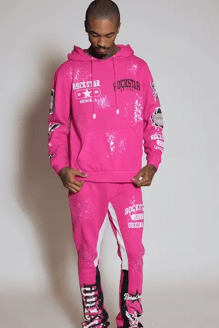 Gutta 2.0 Fuchsia Rhinestone Hoodie/Stacked Flare Track Set - Image 2