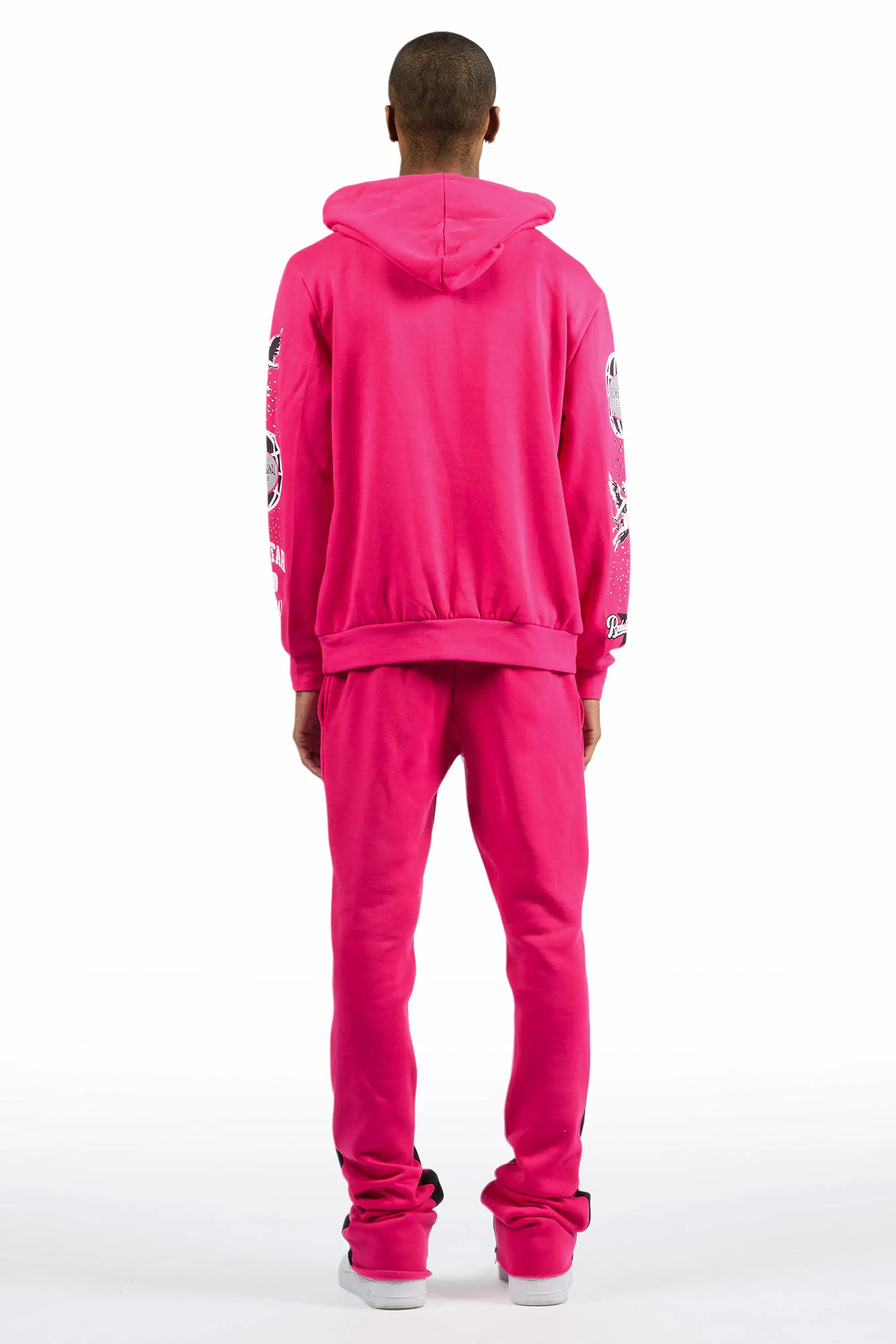 Gutta 2.0 Fuchsia Rhinestone Hoodie/Stacked Flare Track Set - Image 5