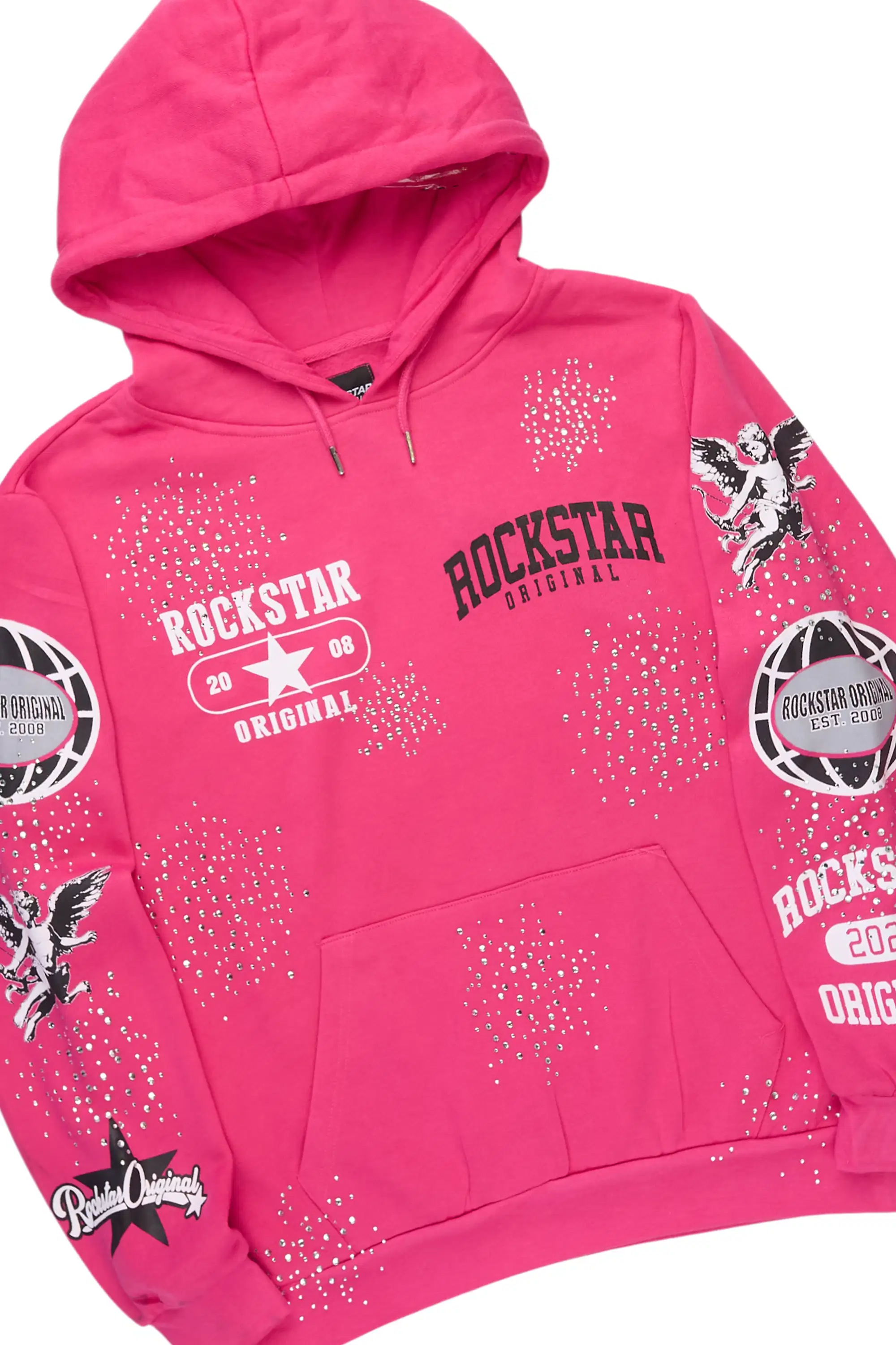 Gutta 2.0 Fuchsia Rhinestone Hoodie/Stacked Flare Track Set - Image 7