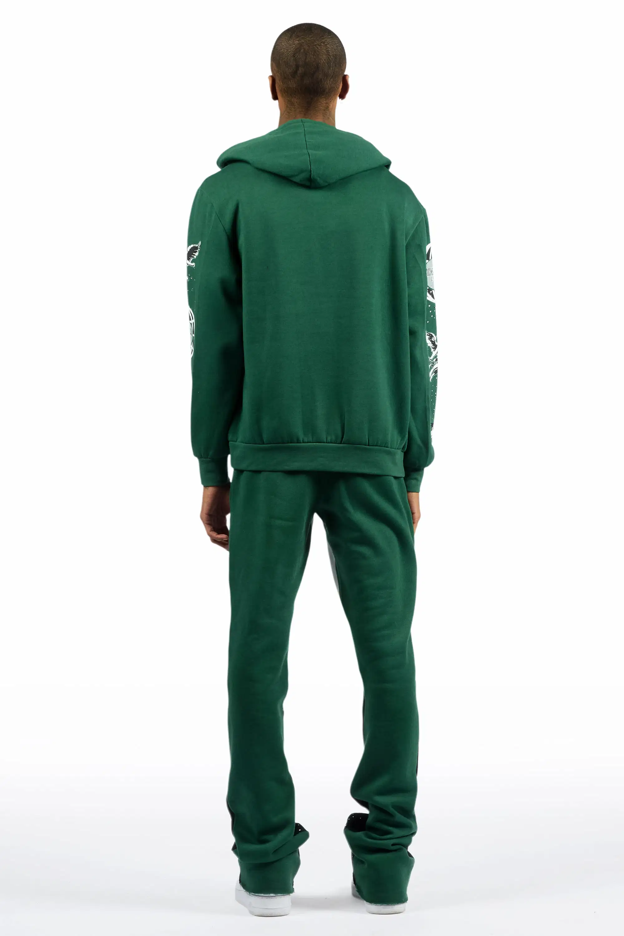 Gutta 2.0 Hunter Green Rhinestone Hoodie/Stacked Flare Track Set - Image 5