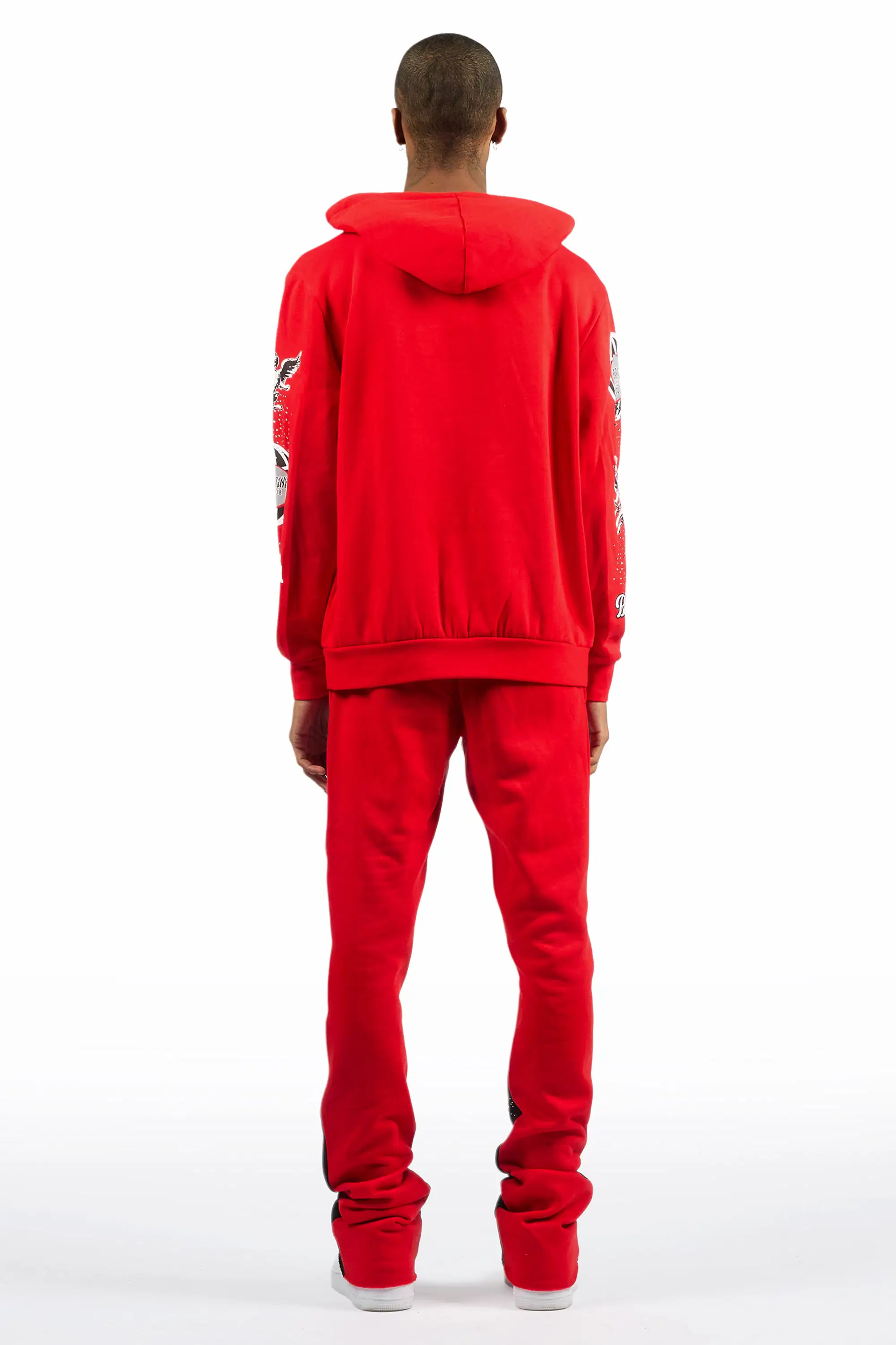 Gutta 2.0 Red Rhinestone Hoodie/Stacked Flare Track Set - Image 5