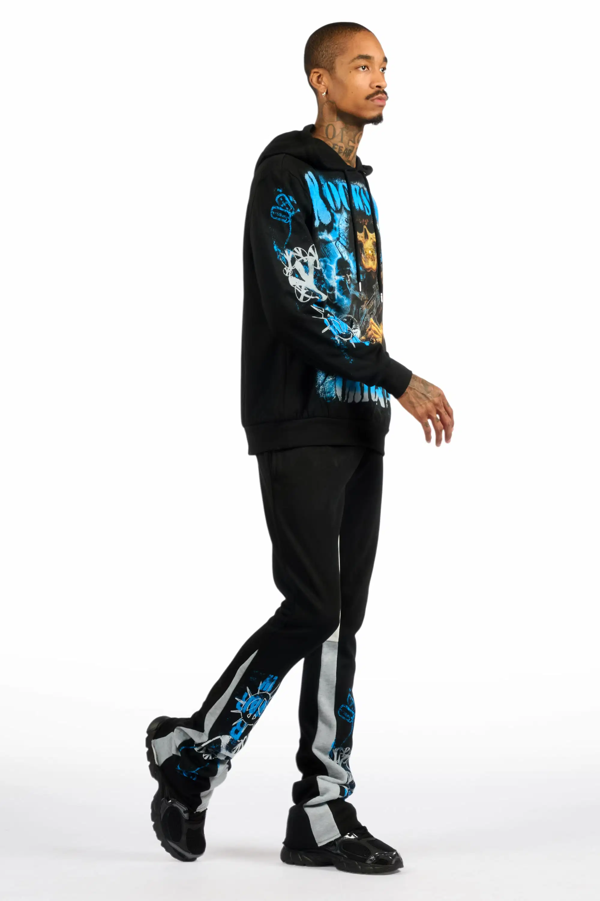 Zare Black/Blue Hoodie/Stacked Flare Track Set - Image 3