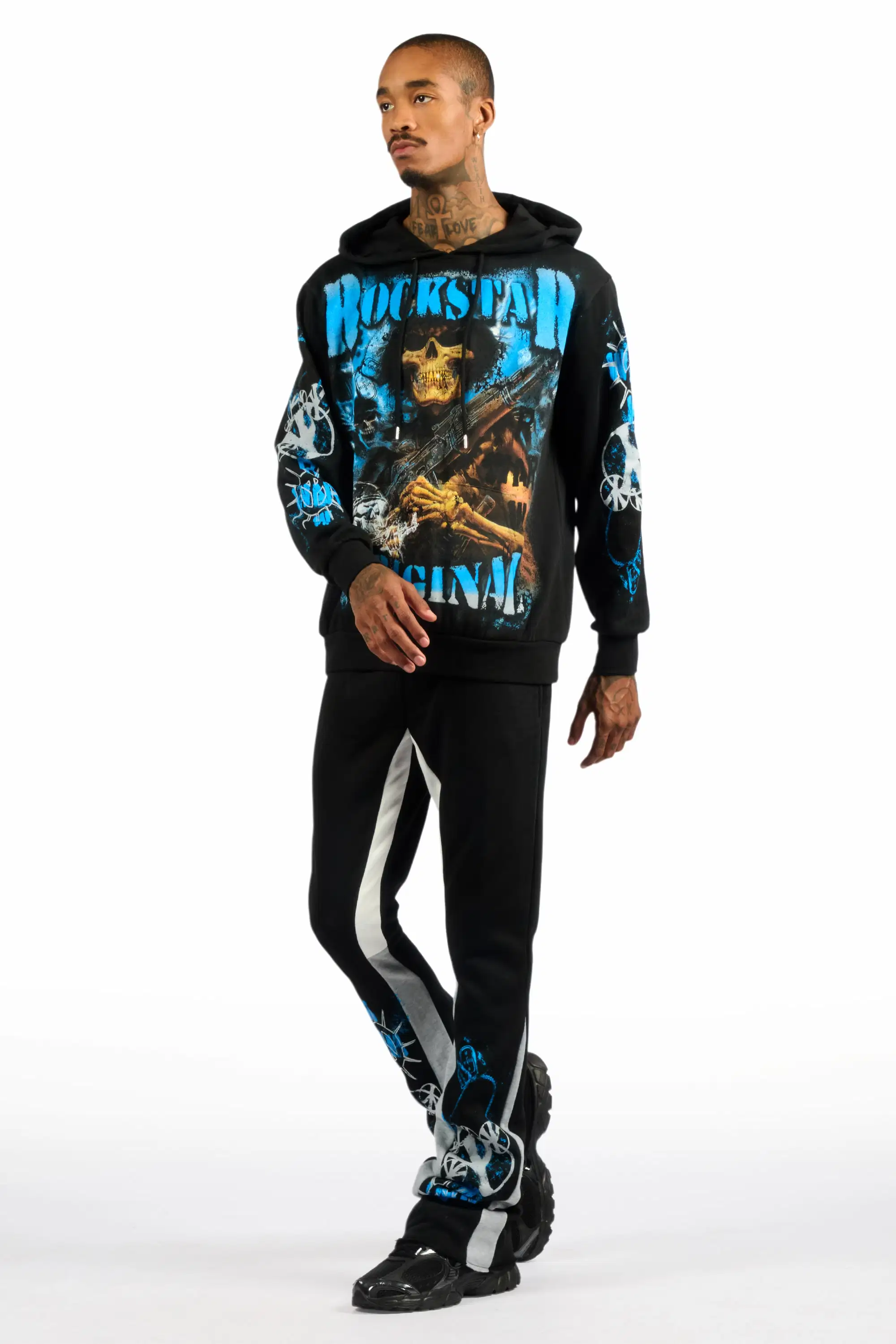 Zare Black/Blue Hoodie/Stacked Flare Track Set - Image 5