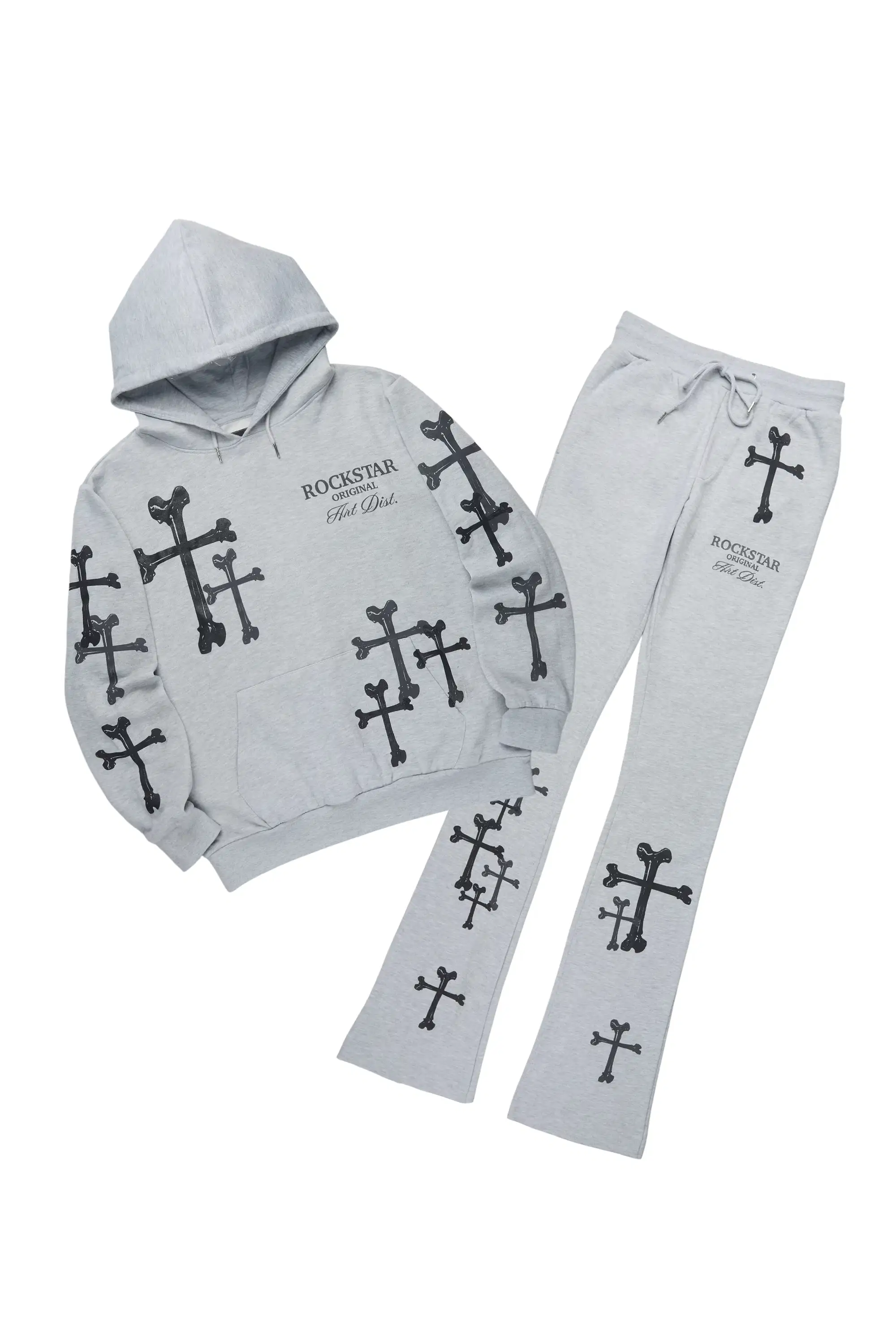 Olivier 2.0 Heather Grey Hoodie/Stacked Flare Track Set