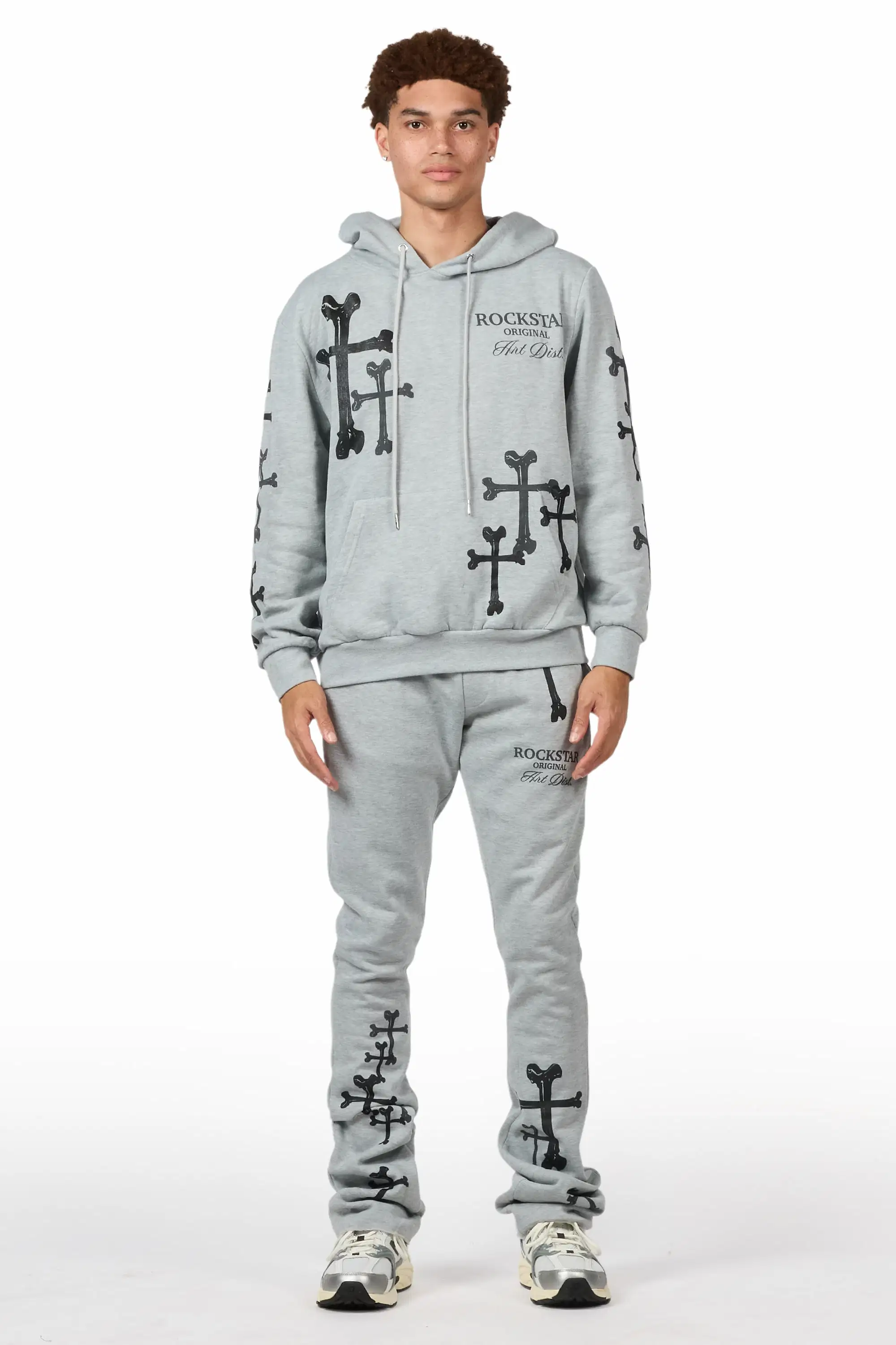 Olivier 2.0 Heather Grey Hoodie/Stacked Flare Track Set - Image 2