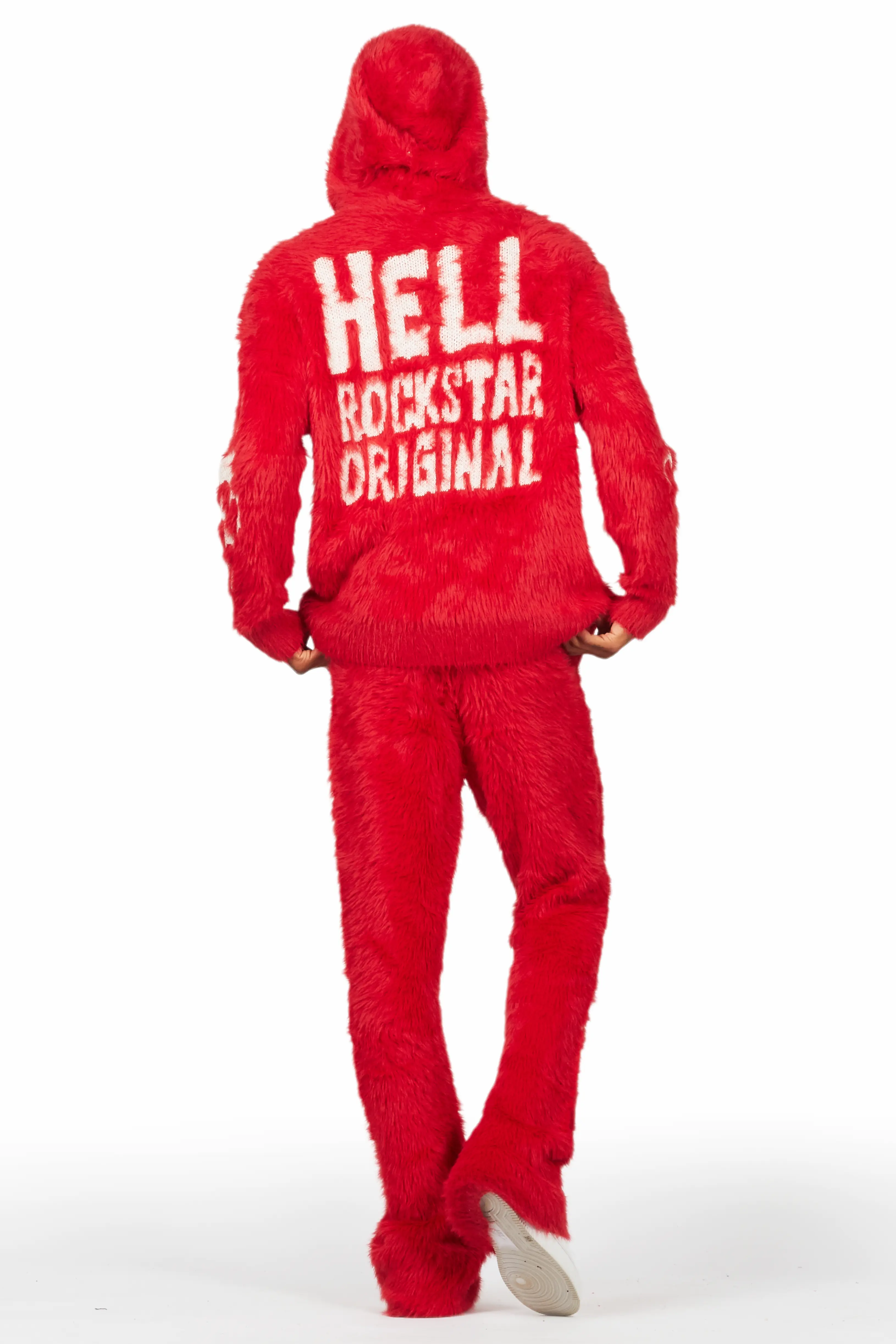 Toshio Red Stacked Flare Knitted Mohair Track Set - Image 4