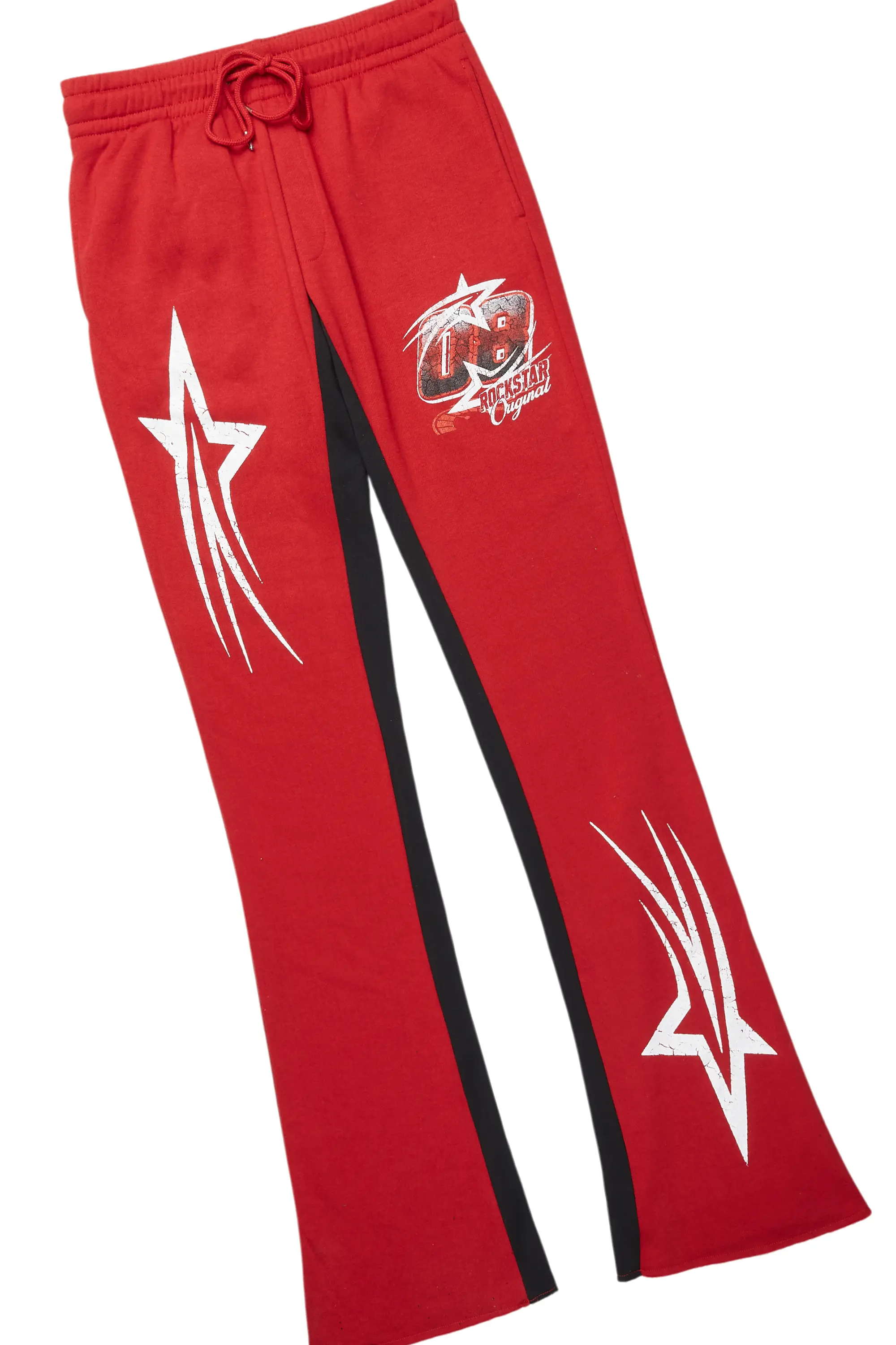 Kastell Black/Burgundy T-Shirt/Stacked Baggy Track Pant Set - Image 8