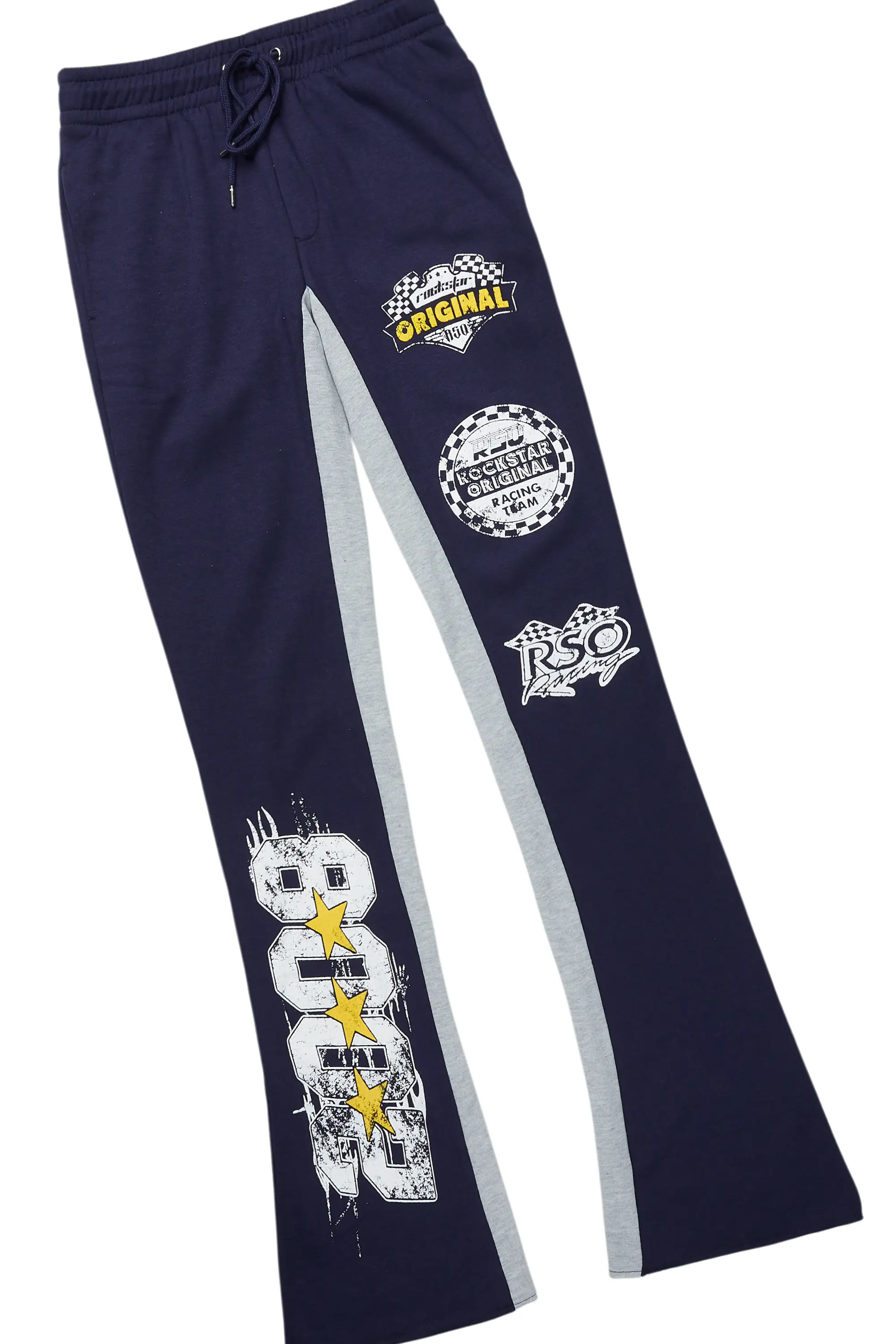 Racing Grung White/Navy T-Shirt/Stacked Baggy Track Pant Set - Image 8