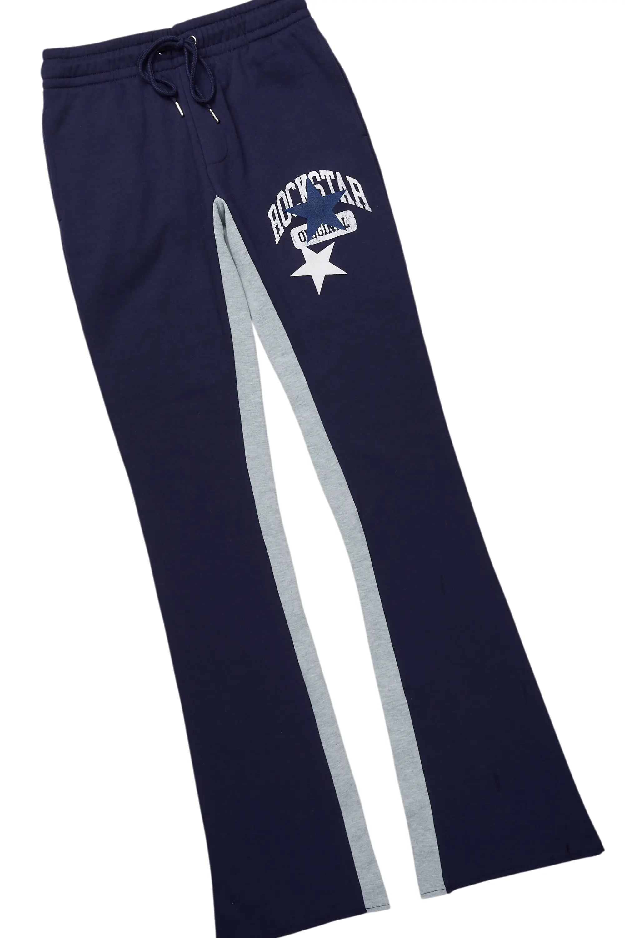 Mallor White/Navy T-Shirt/Stacked Baggy Track Pant Set - Image 8