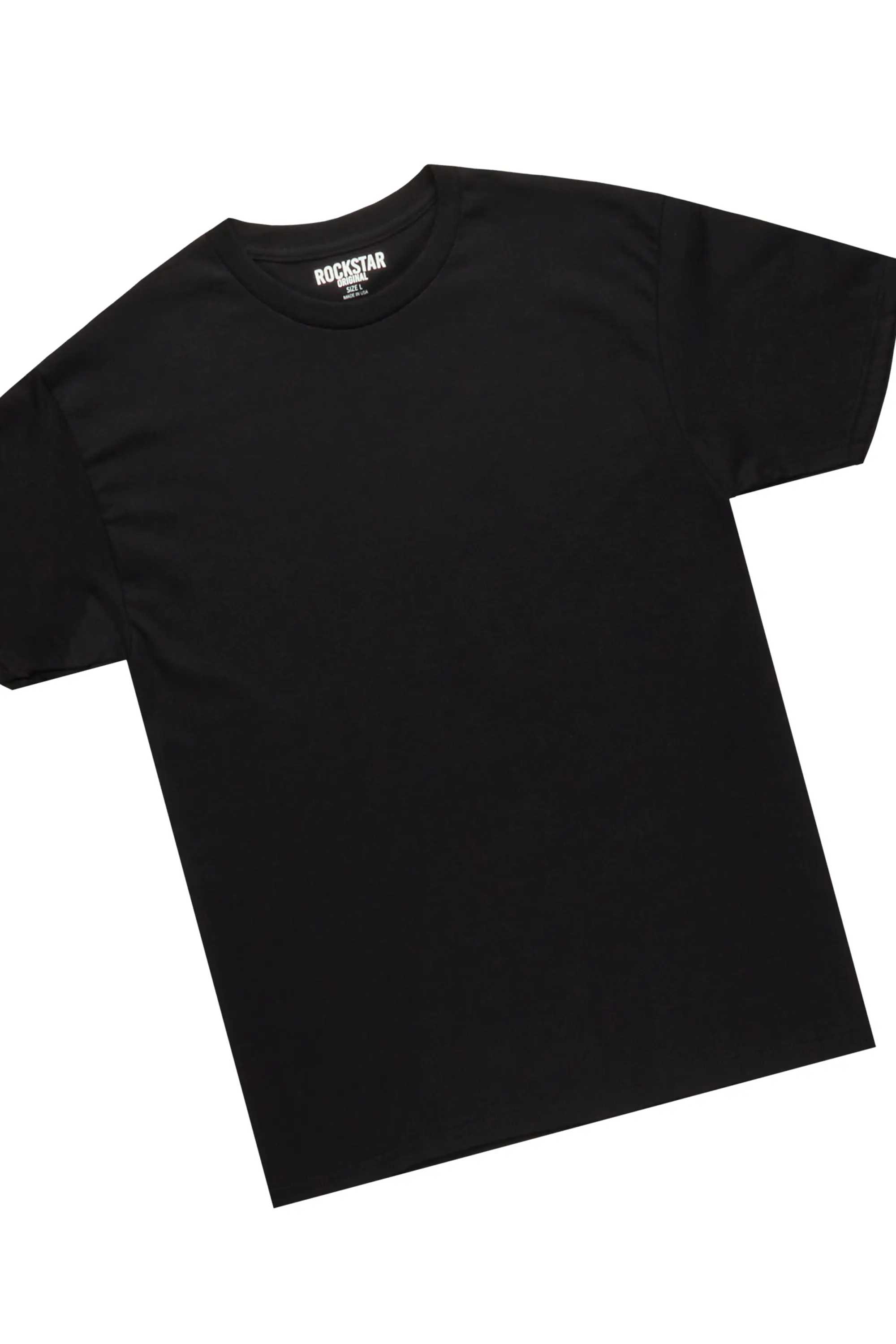 Basic Black Oversized T-Shirt/Stacked Track Pant Set - Image 2