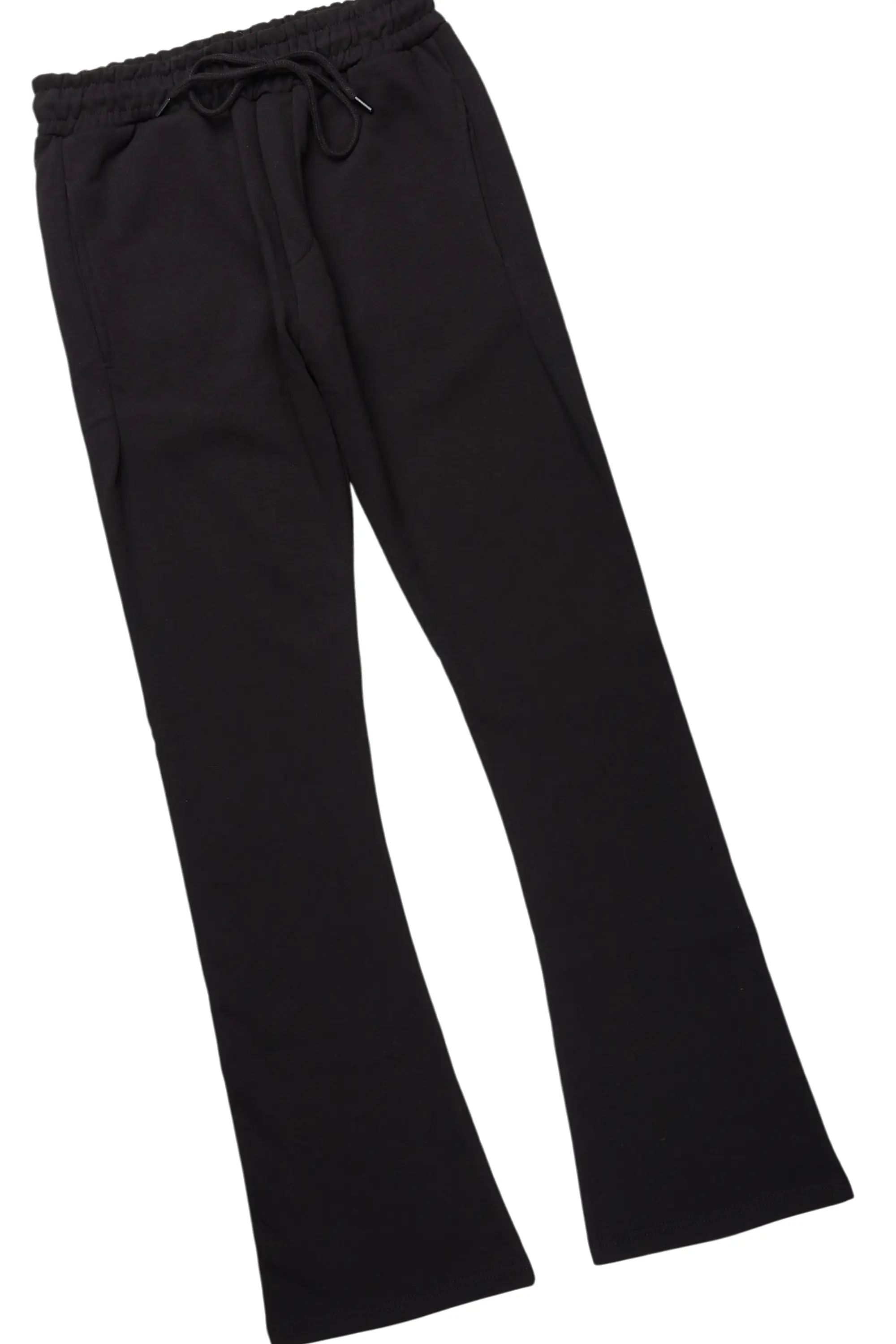 Basic Black Oversized T-Shirt/Stacked Track Pant Set - Image 3