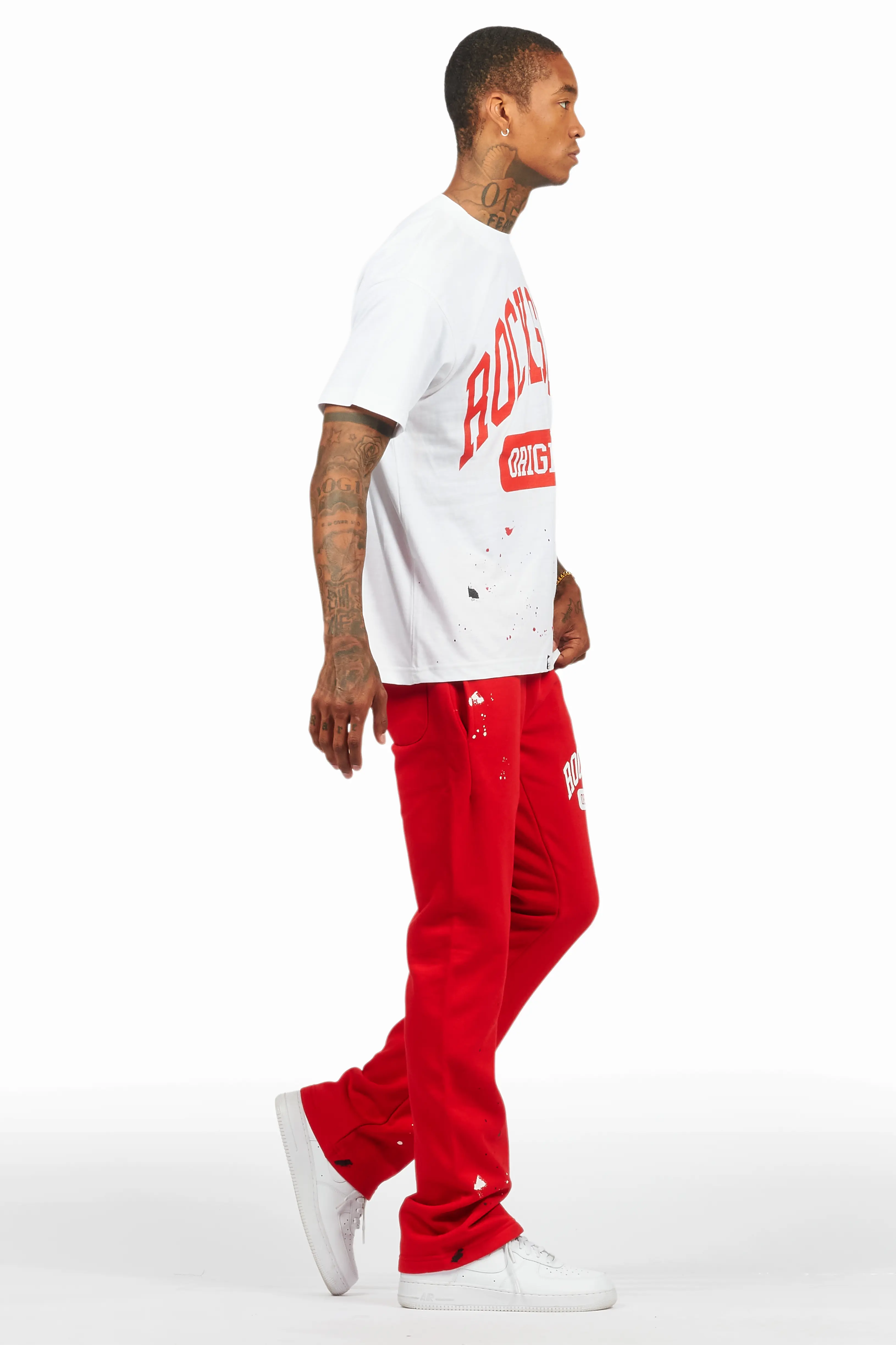 Rainer White/Red T-Shirt/Stacked Track Pant Set - Image 3