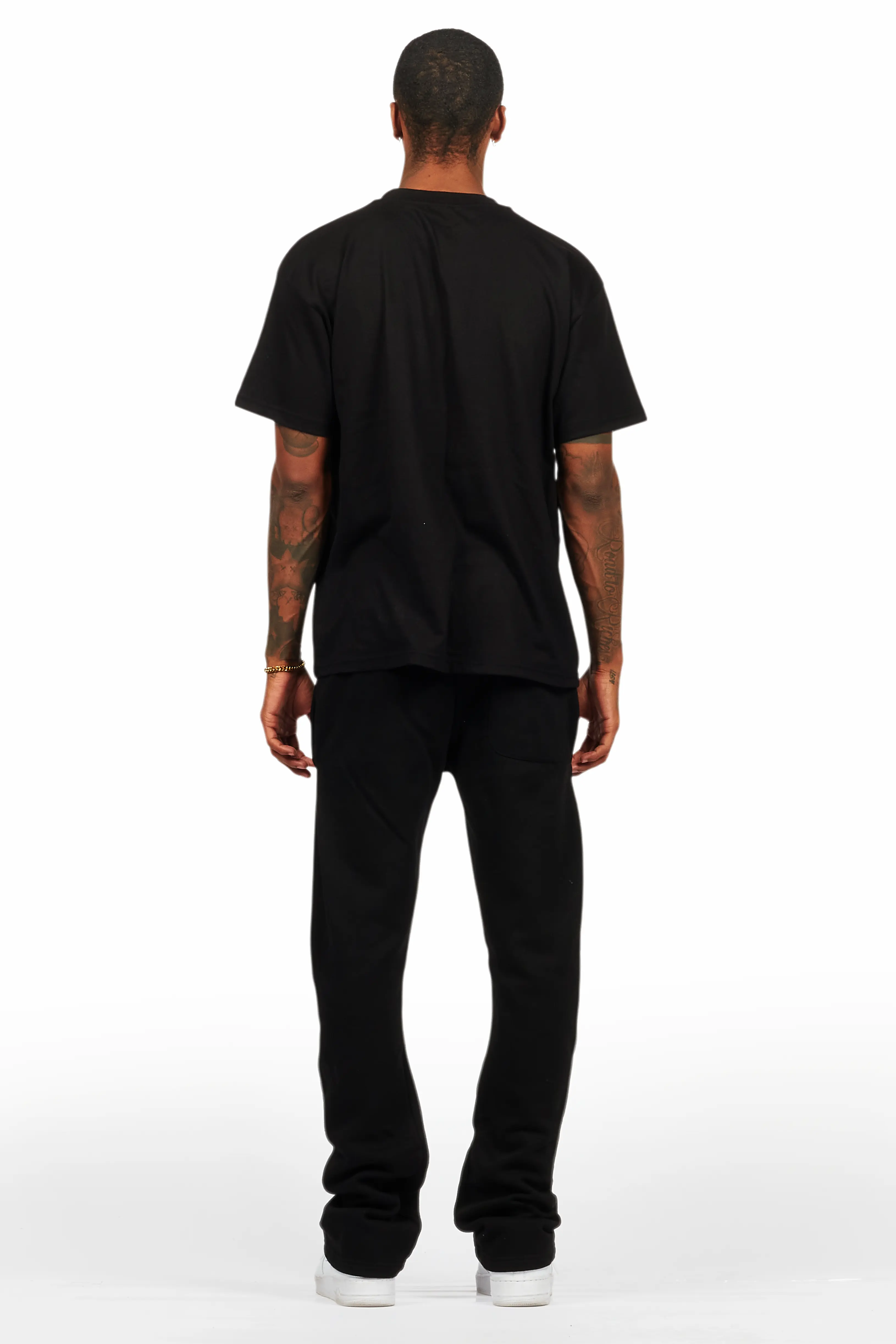 Sana Black T-Shirt/Stacked Track Pant Set - Image 4