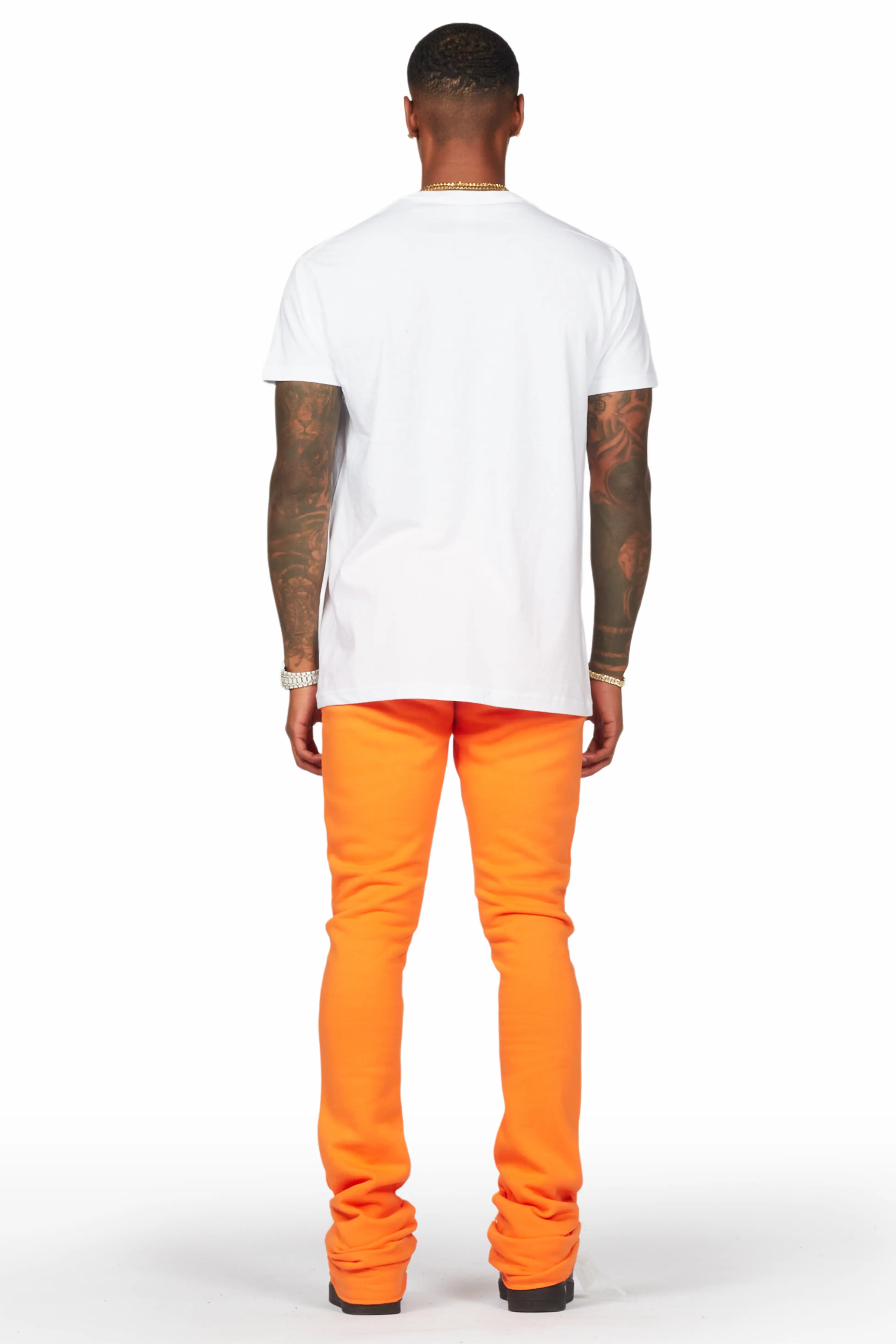 Raffer White/Orange T-Shirt/Stacked Flare Pant Set - Image 5