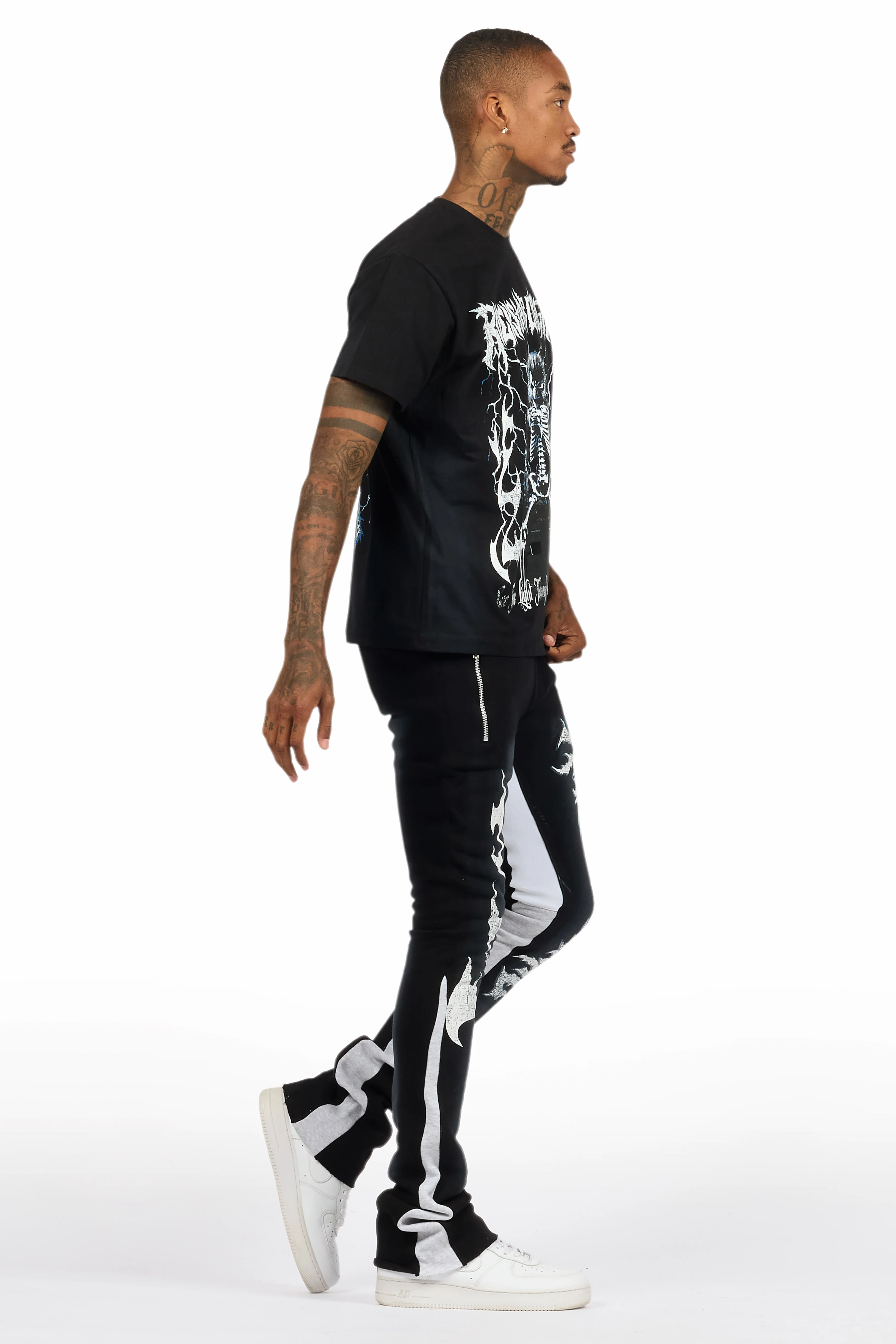 Deathrow Black T-Shirt/Stacked Flare Pant Set - Image 3
