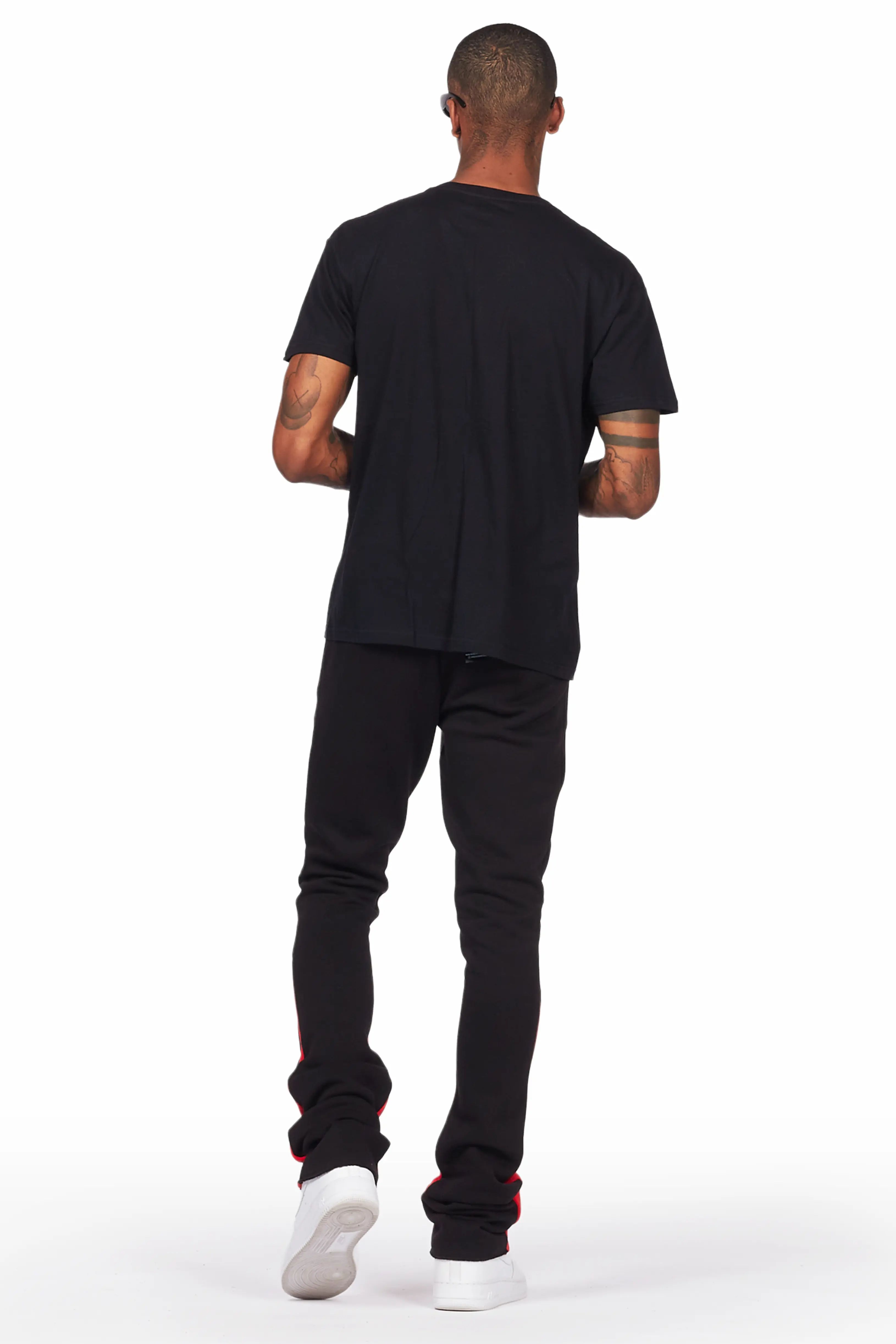 Warblen Black/Red T-Shirt/Stacked Flare Pant Set - Image 4