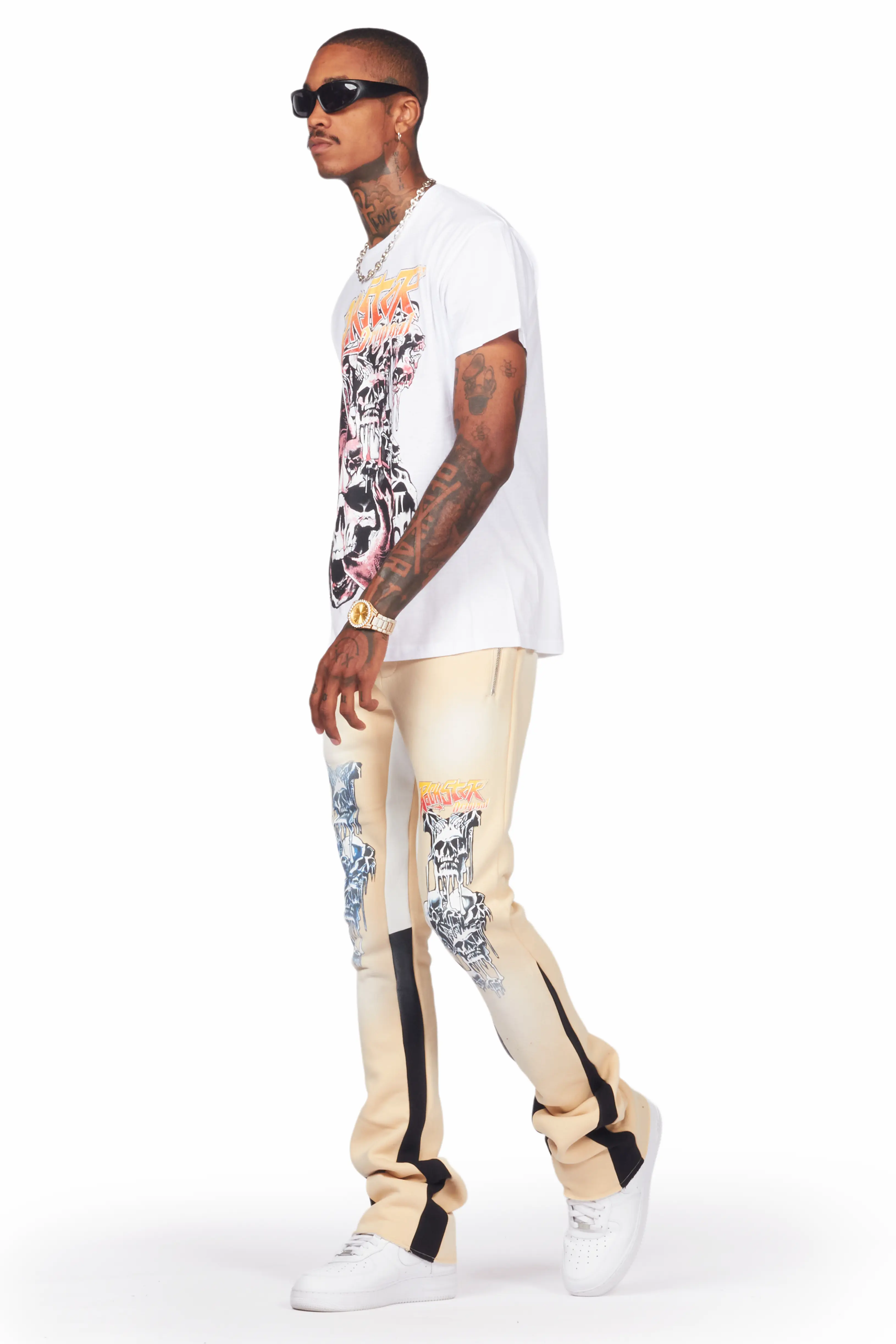 Grady White/Beige T-Shirt/Stacked Flare Track Set - Image 6