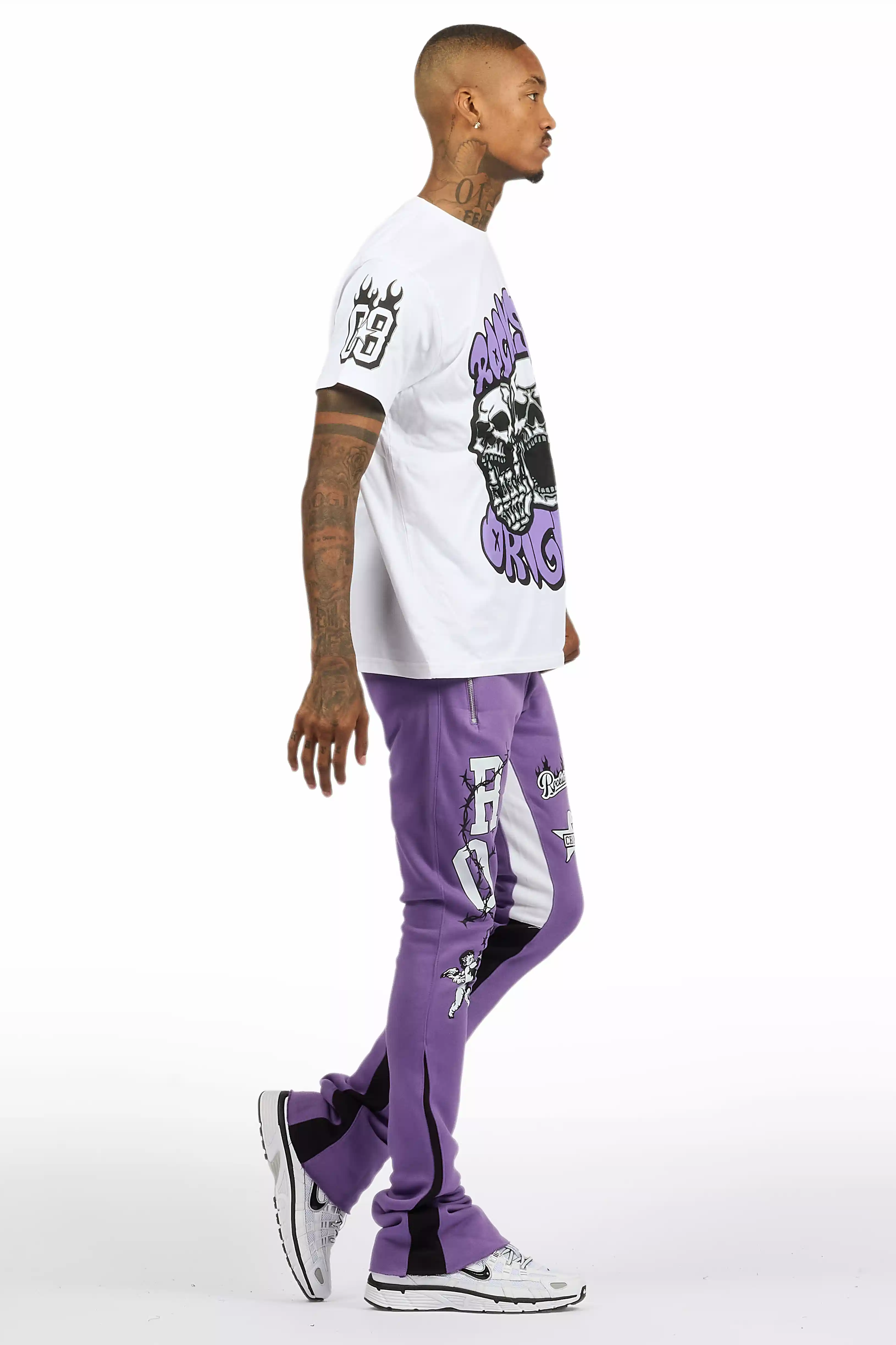 Rune Purple/White T-Shirt/Stacked Flare Track Set - Image 4