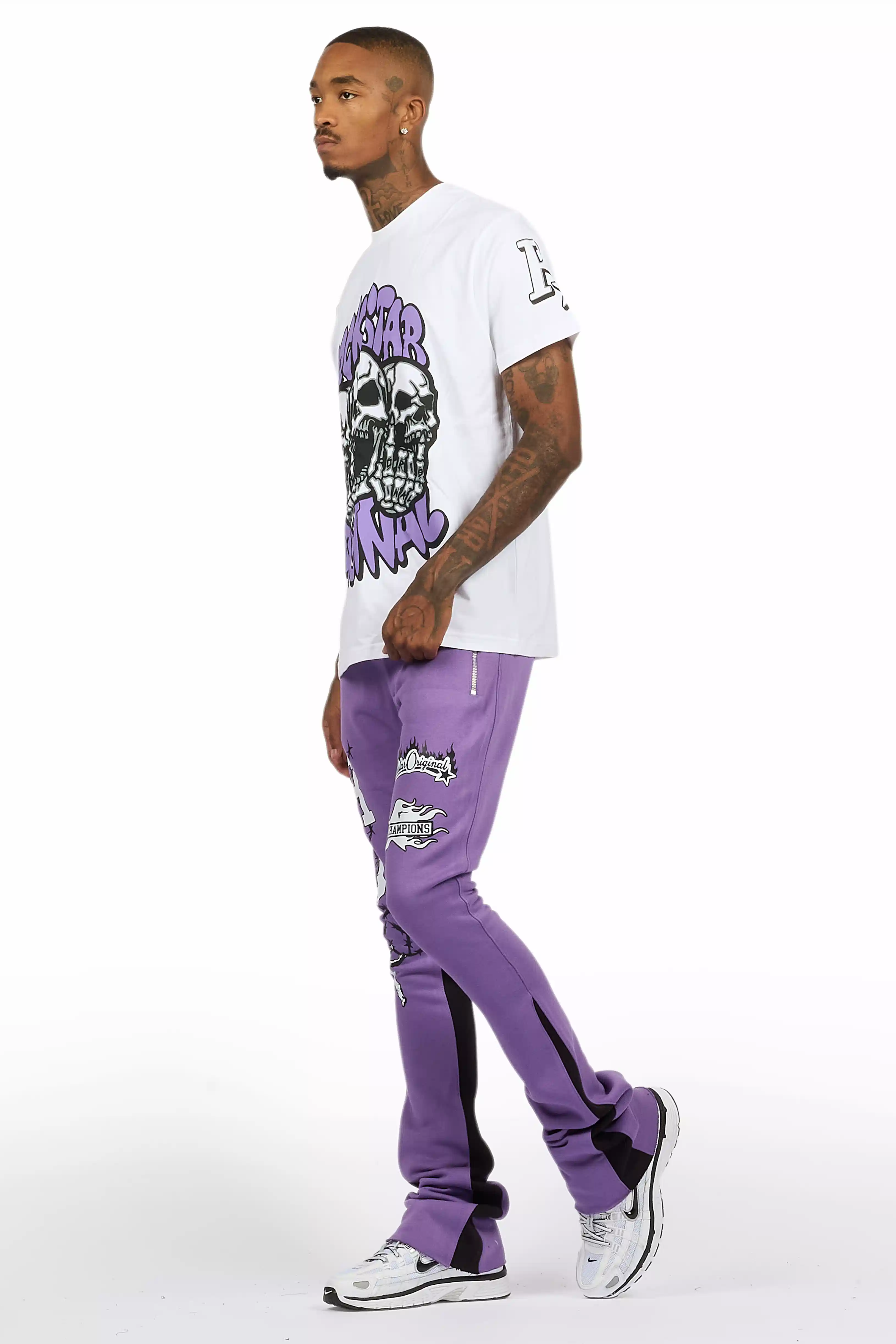 Rune Purple/White T-Shirt/Stacked Flare Track Set - Image 7