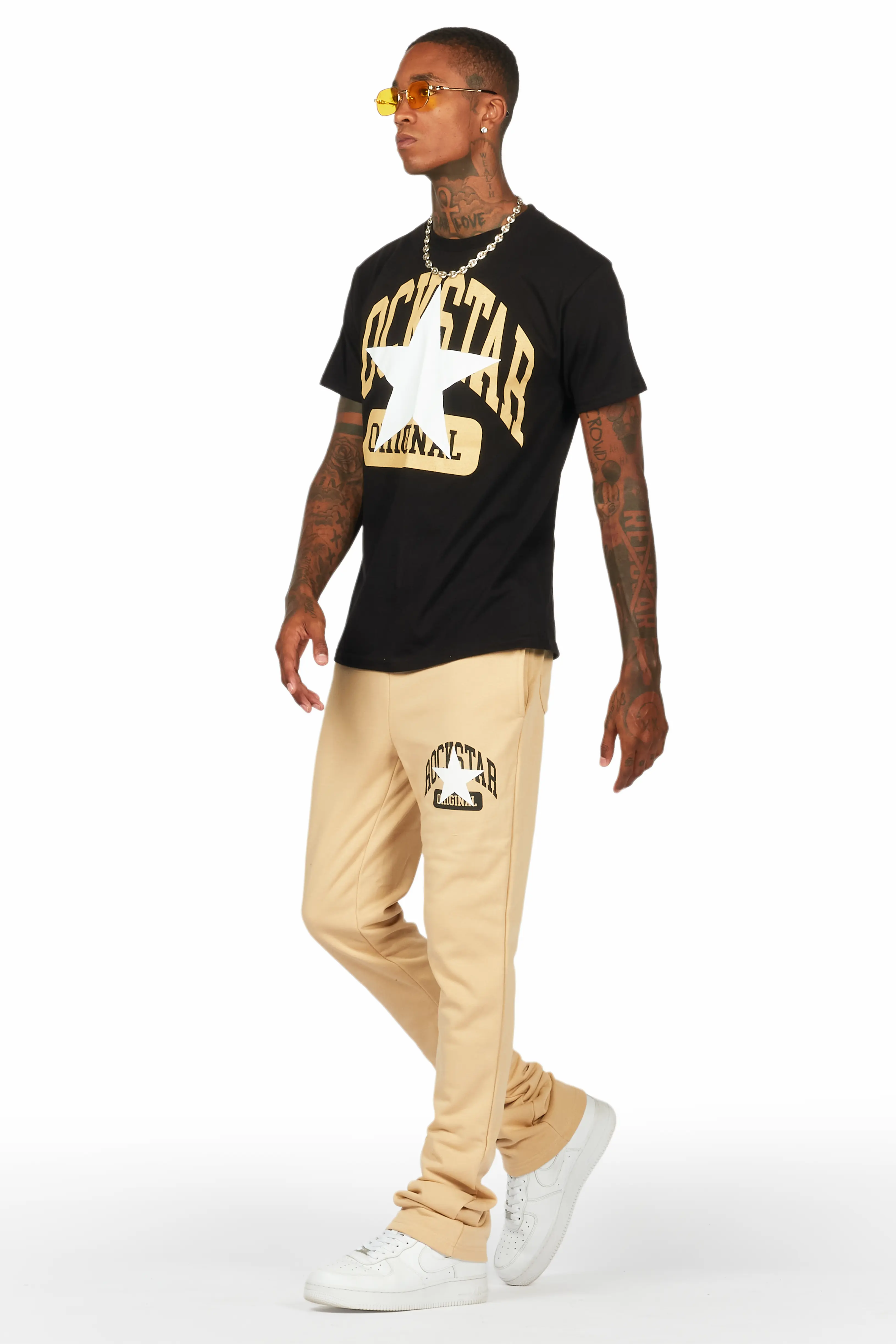 Mallor Black/Beige T-Shirt/Stacked Track Set - Image 5