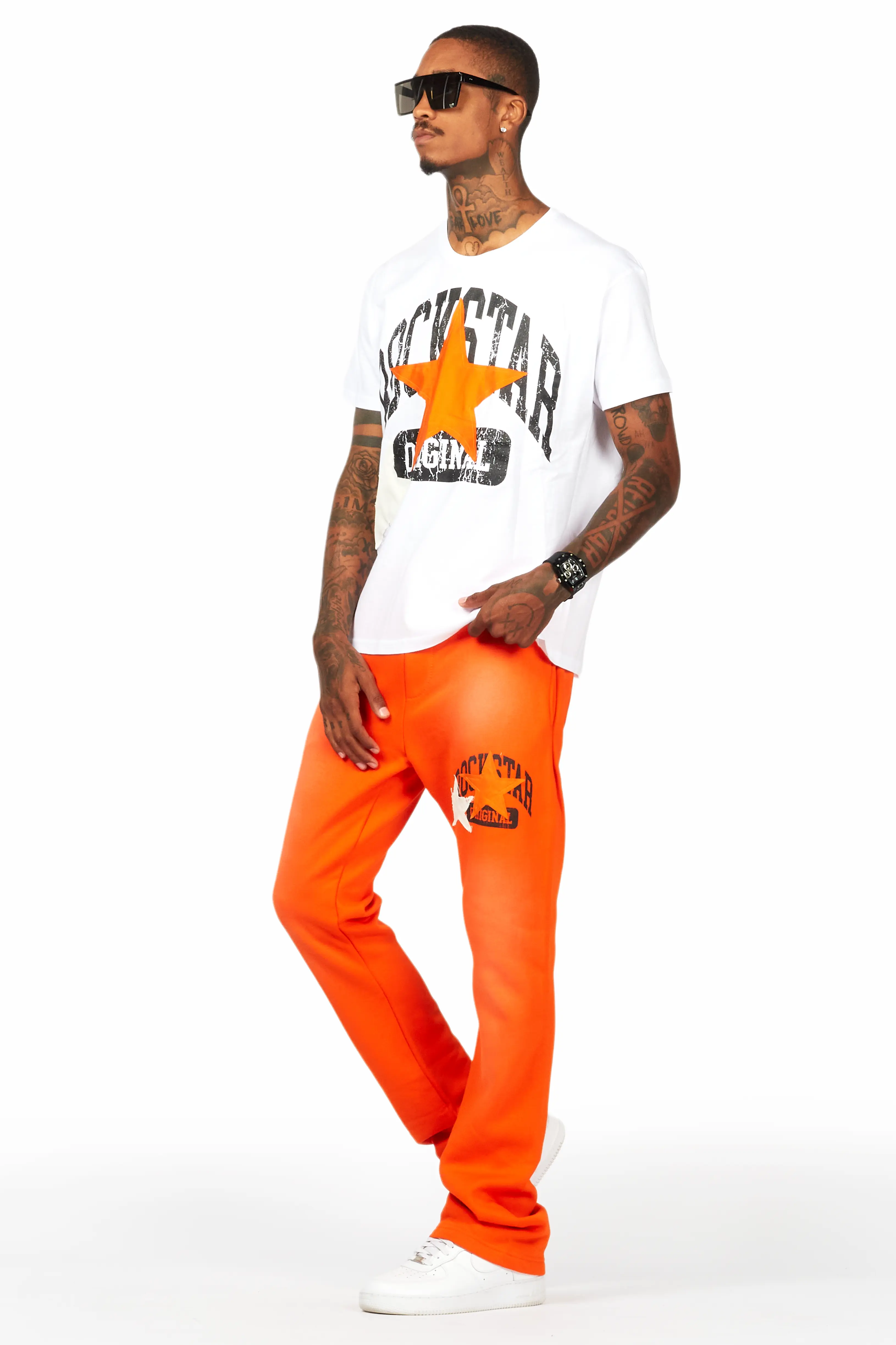 Mallor White/Orange T-Shirt/Stacked Track Set - Image 5
