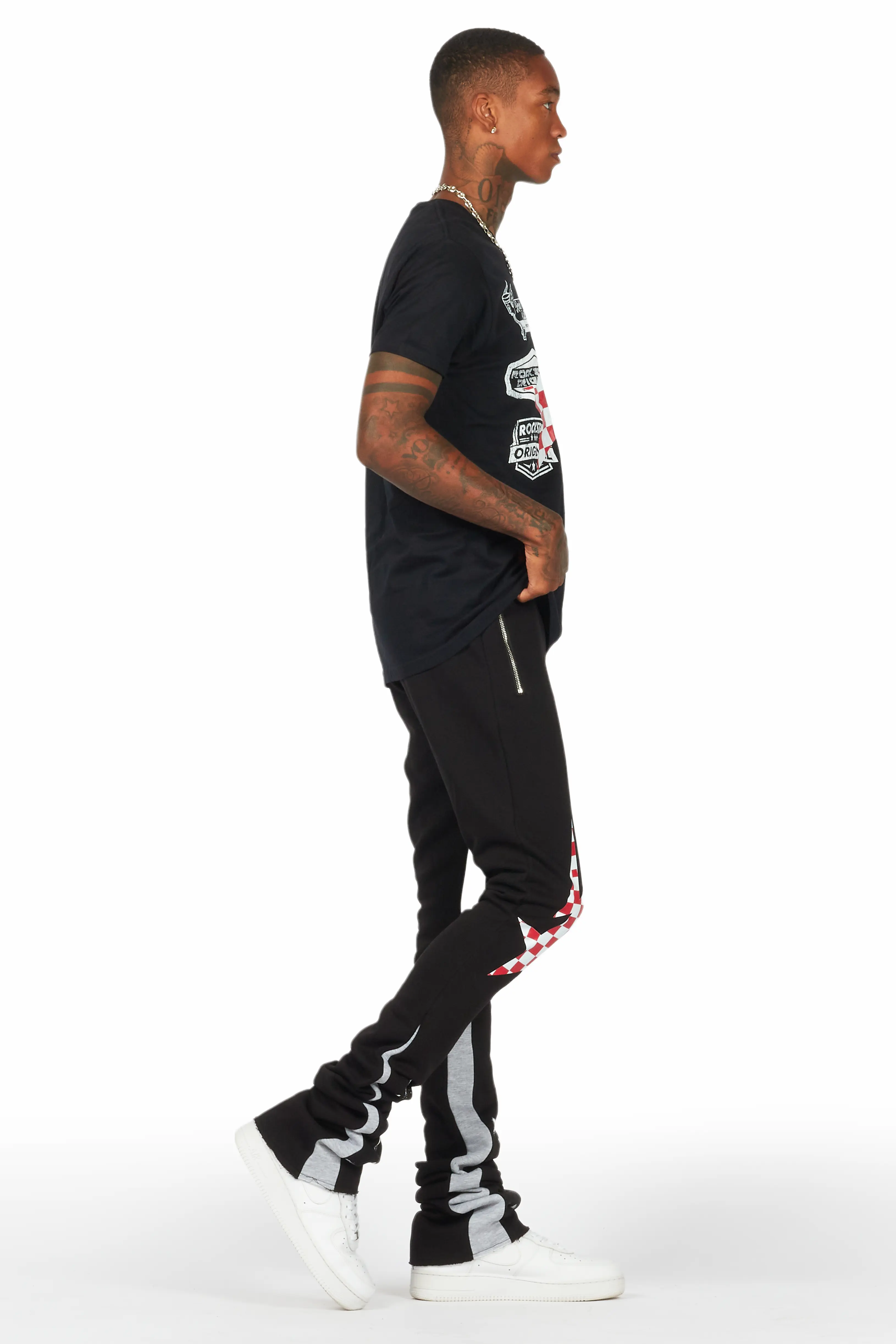 Daker Black T-Shirt/Super Stacked Flare Track Set - Image 3