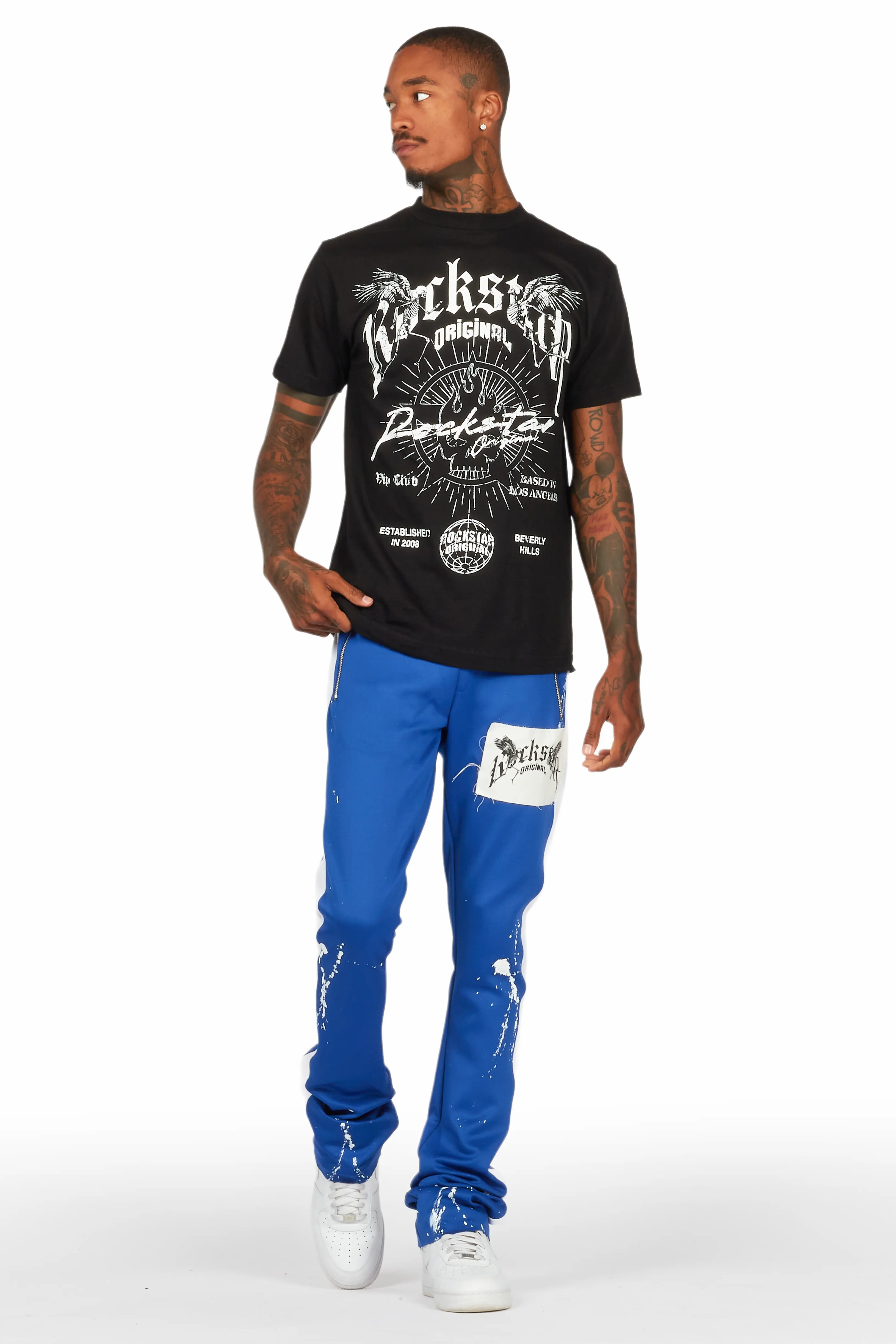 Tally Black/Royal T-Shirt/Stacked Flare Track Set - Image 2
