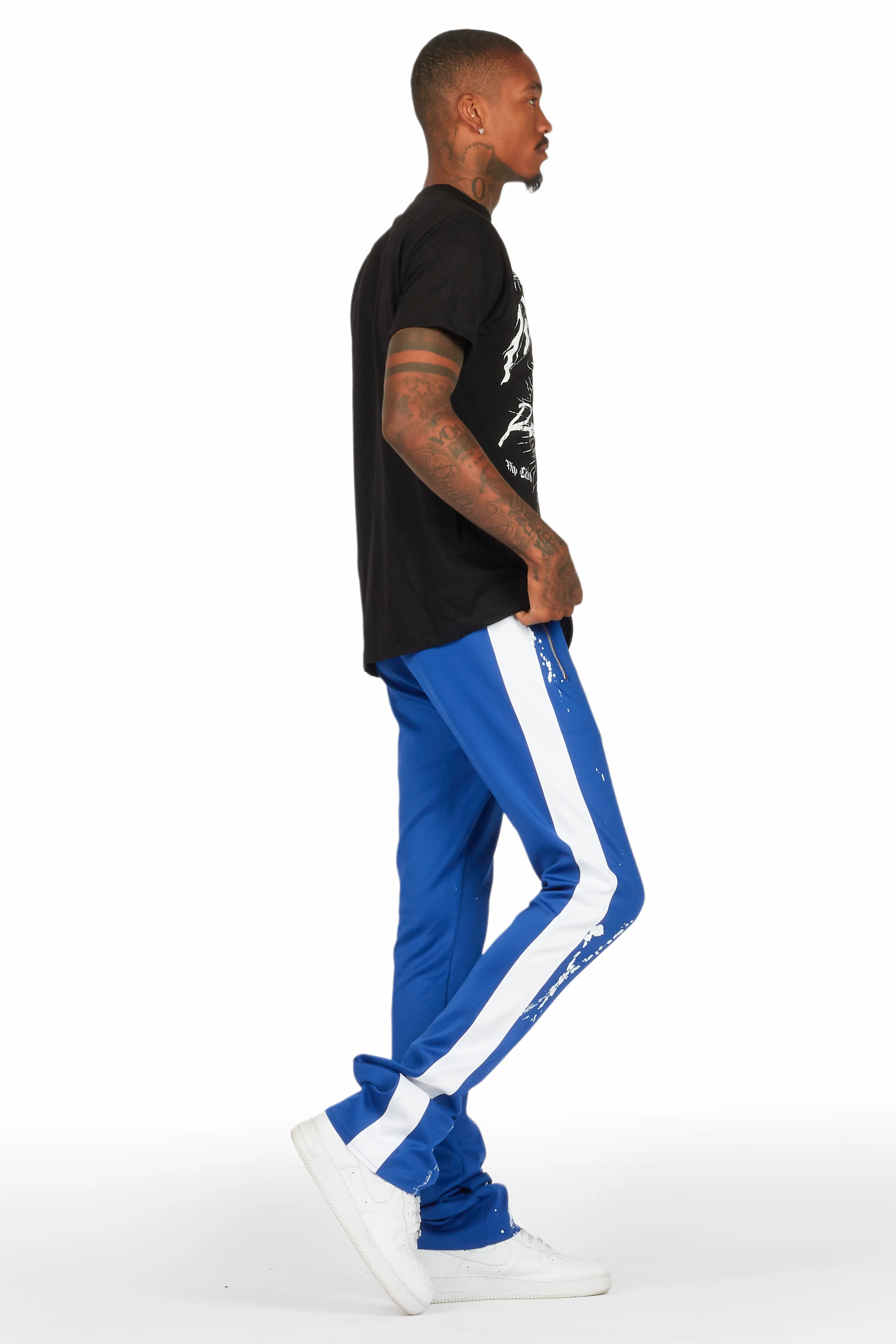 Tally Black/Royal T-Shirt/Stacked Flare Track Set - Image 3